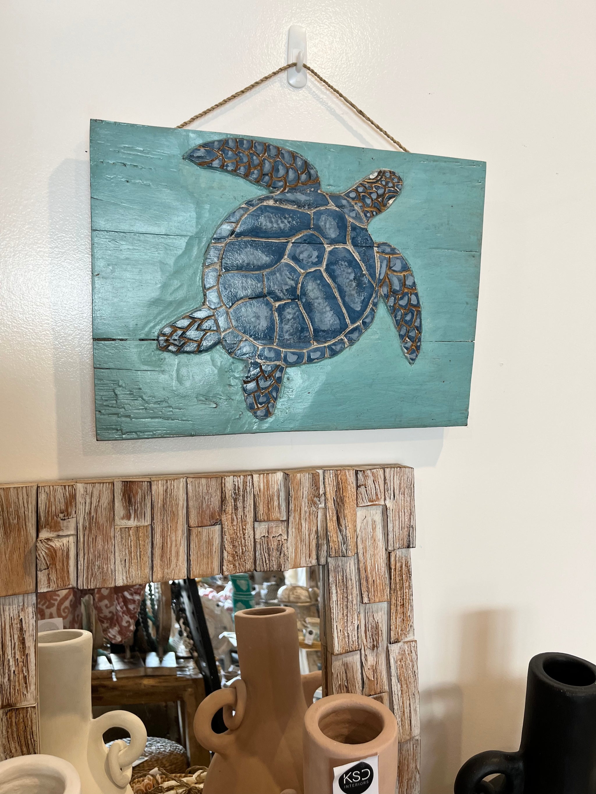 Timber turtle wall hanging. Turquoise - Bali Beach Beyond