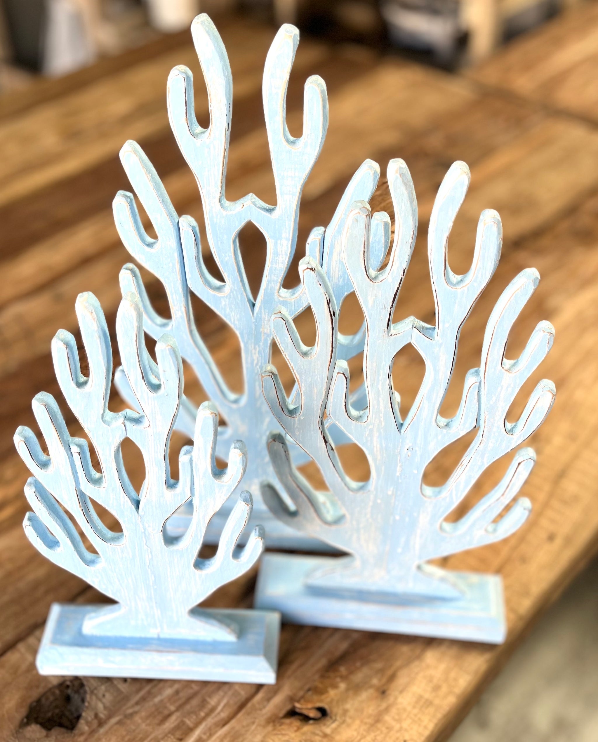 Set 3 timber coral on stand - Bali Beach Beyond
