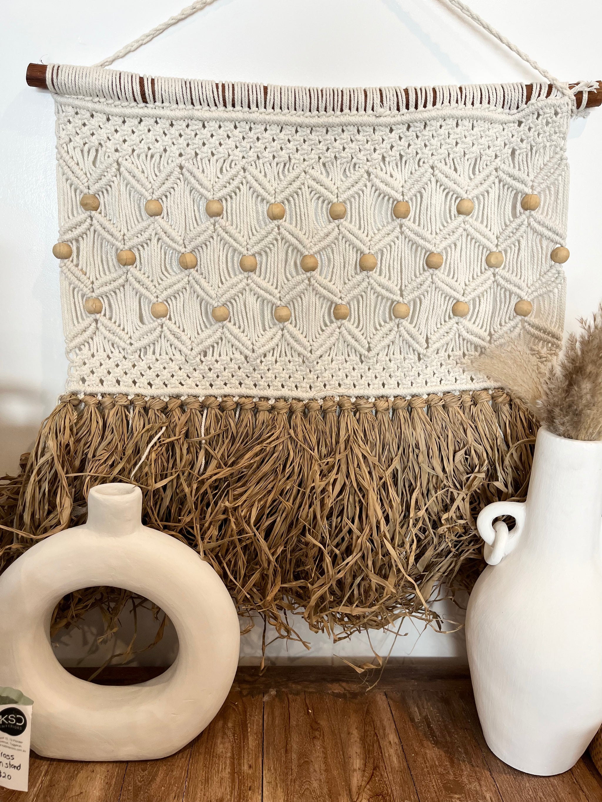 Natural macrame and raffia wall hanging - Bali Beach Beyond