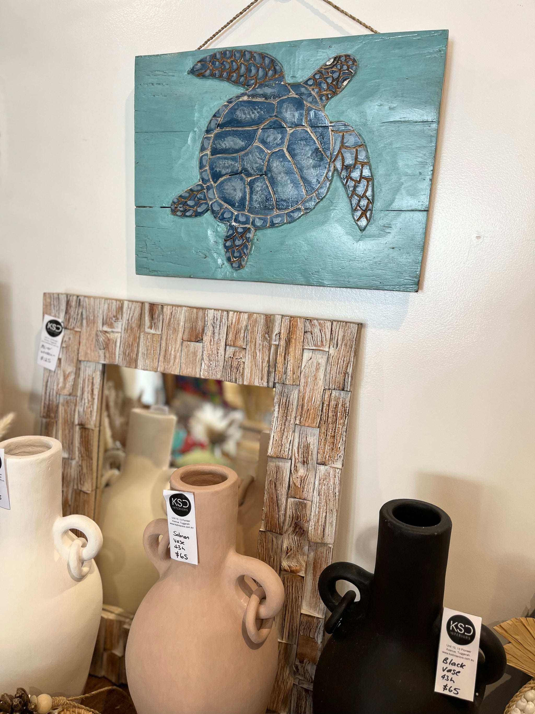 Timber turtle wall hanging. Turquoise - Bali Beach Beyond