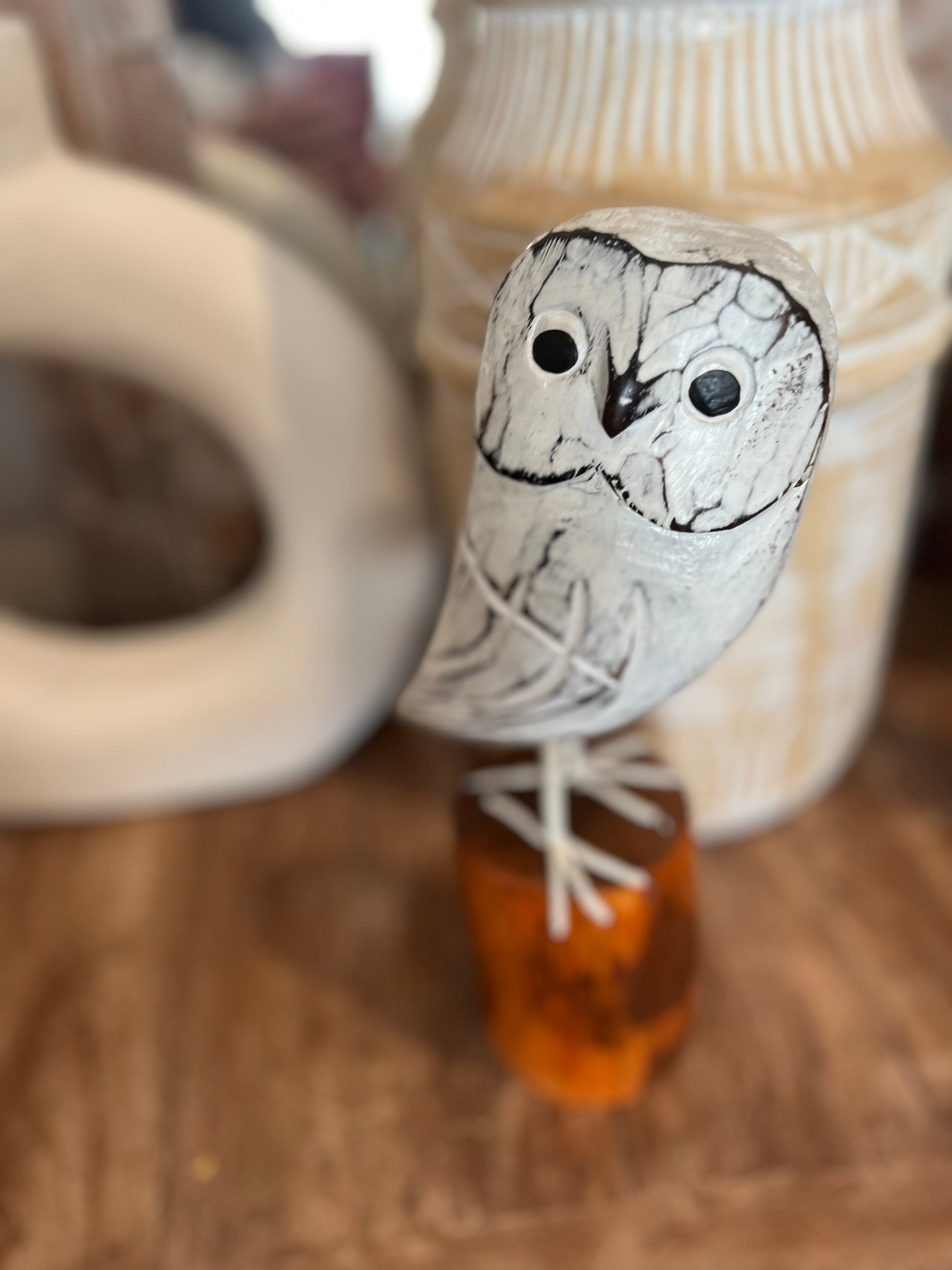 White timber owl on natural stand L