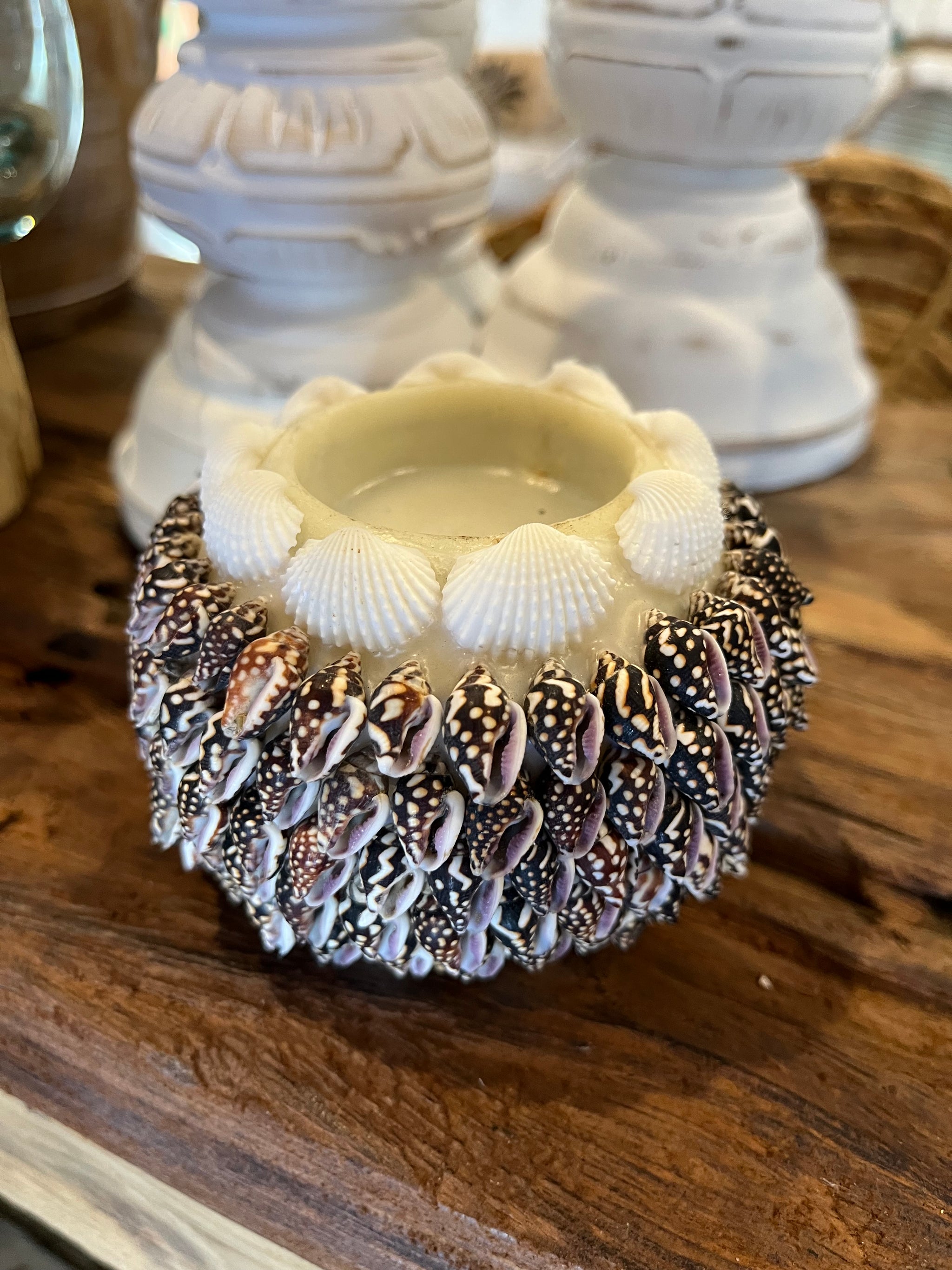 Dark shell tea light / candle holder - Small - Bali Beach Beyond