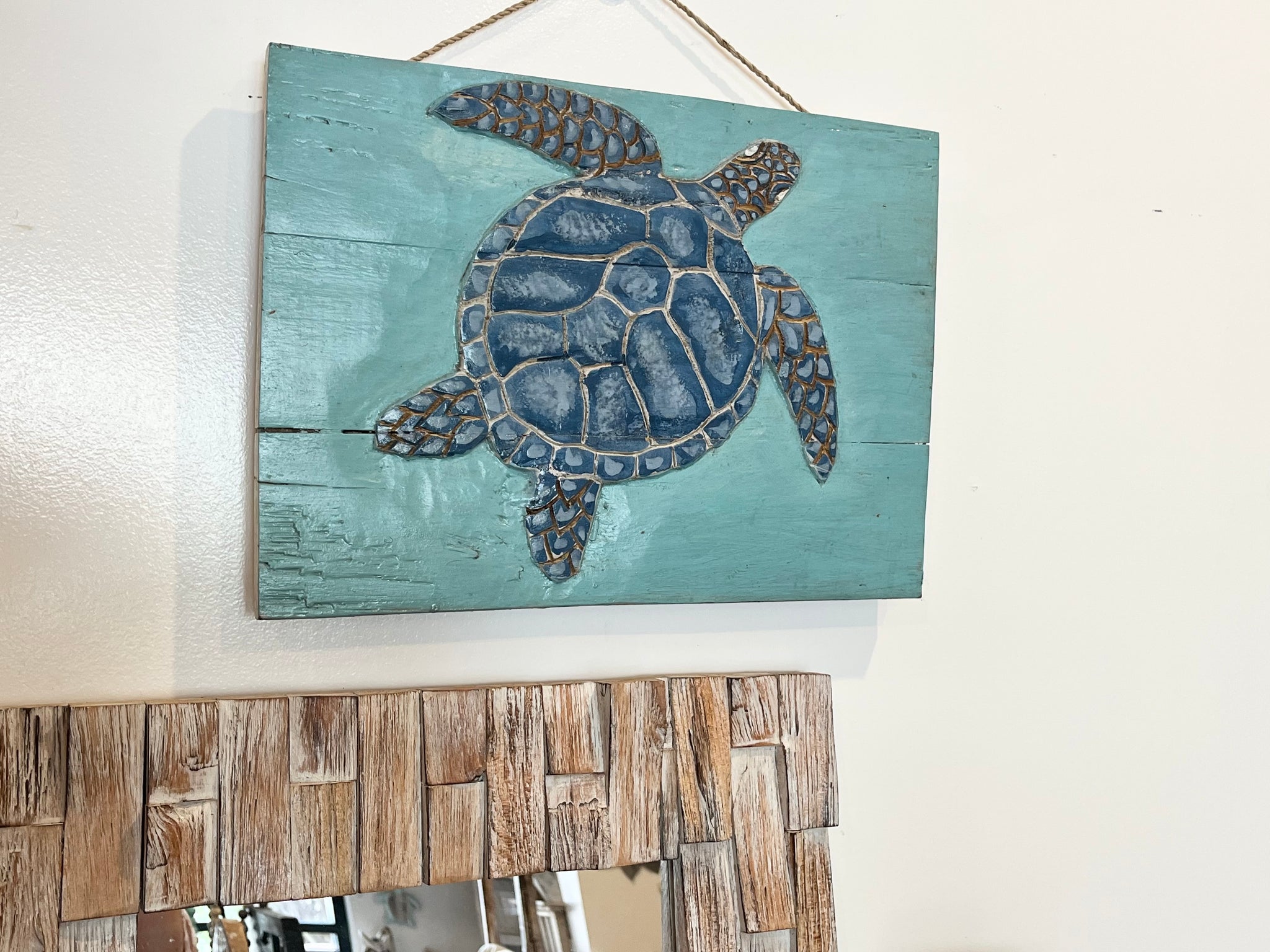 Timber turtle wall hanging. Turquoise - Bali Beach Beyond