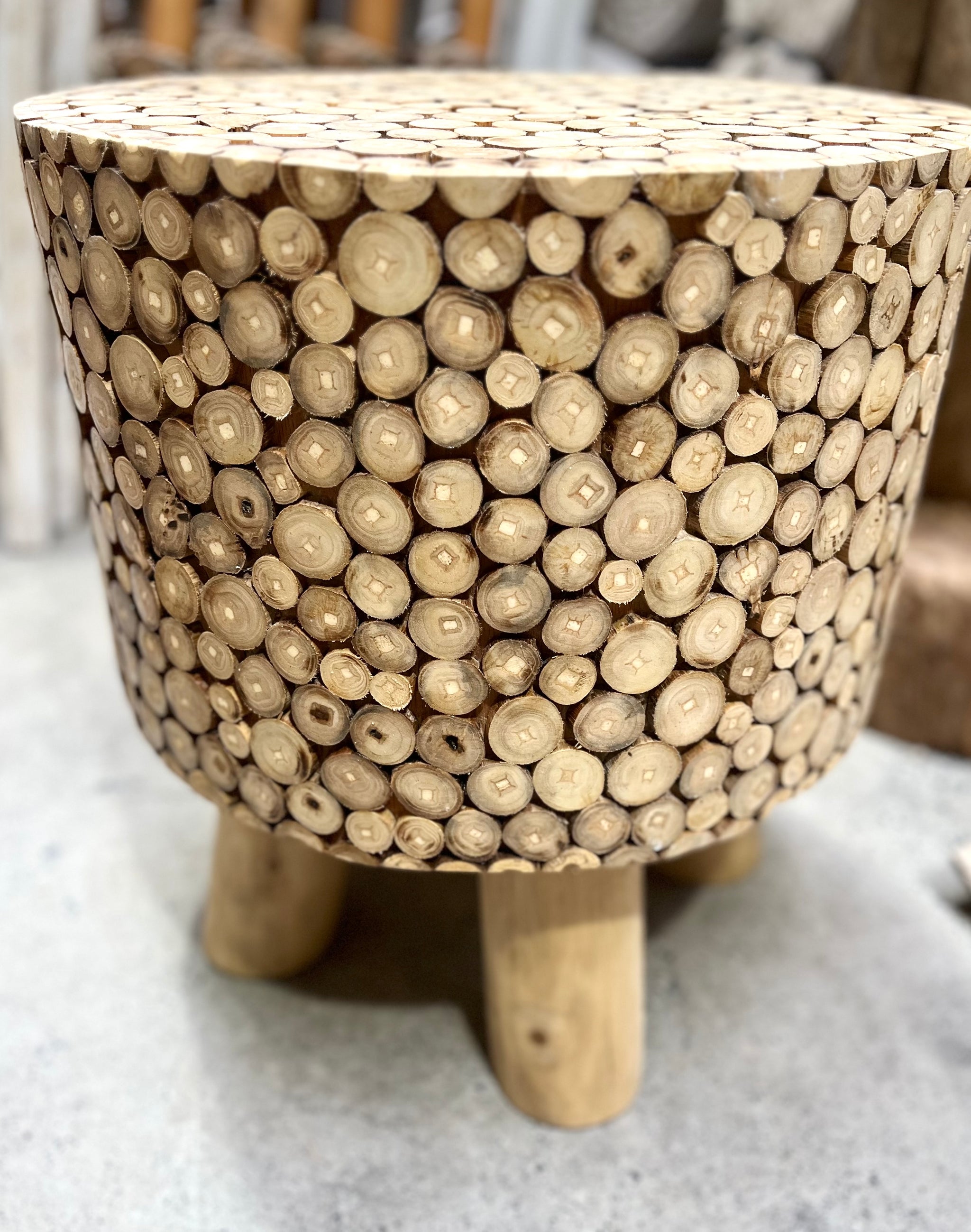Timber stool / side table. Design 2. - Bali Beach Beyond