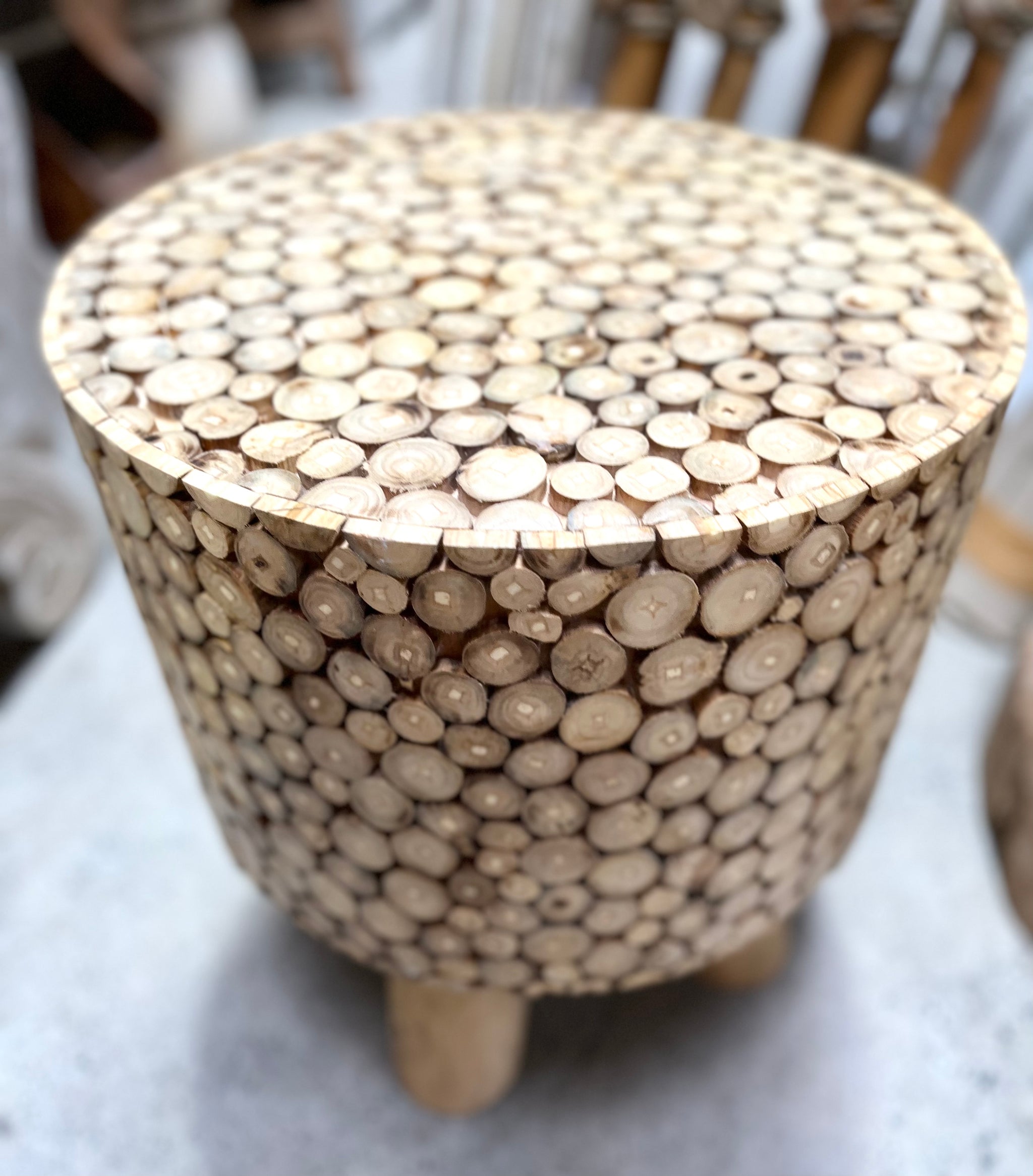 Timber stool / side table. Design 2. - Bali Beach Beyond