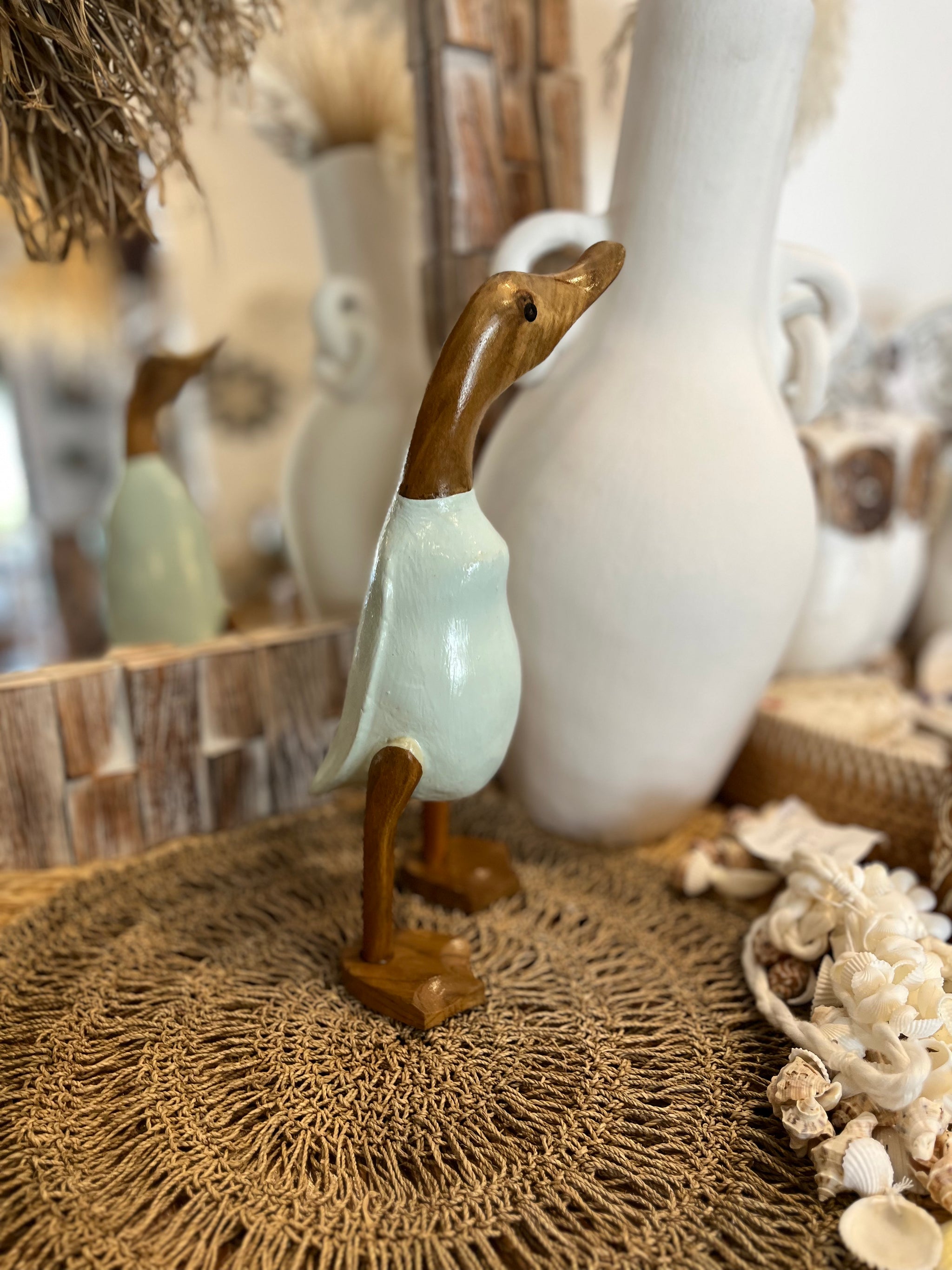 Mint timber duck. Handpainted - Bali Beach Beyond