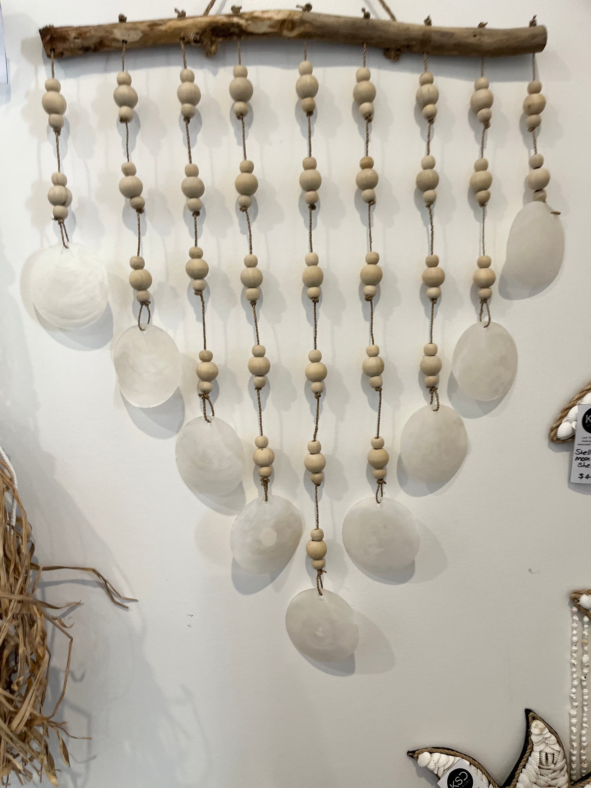 Clear shell and natural bead wall hanging - Bali Beach Beyond