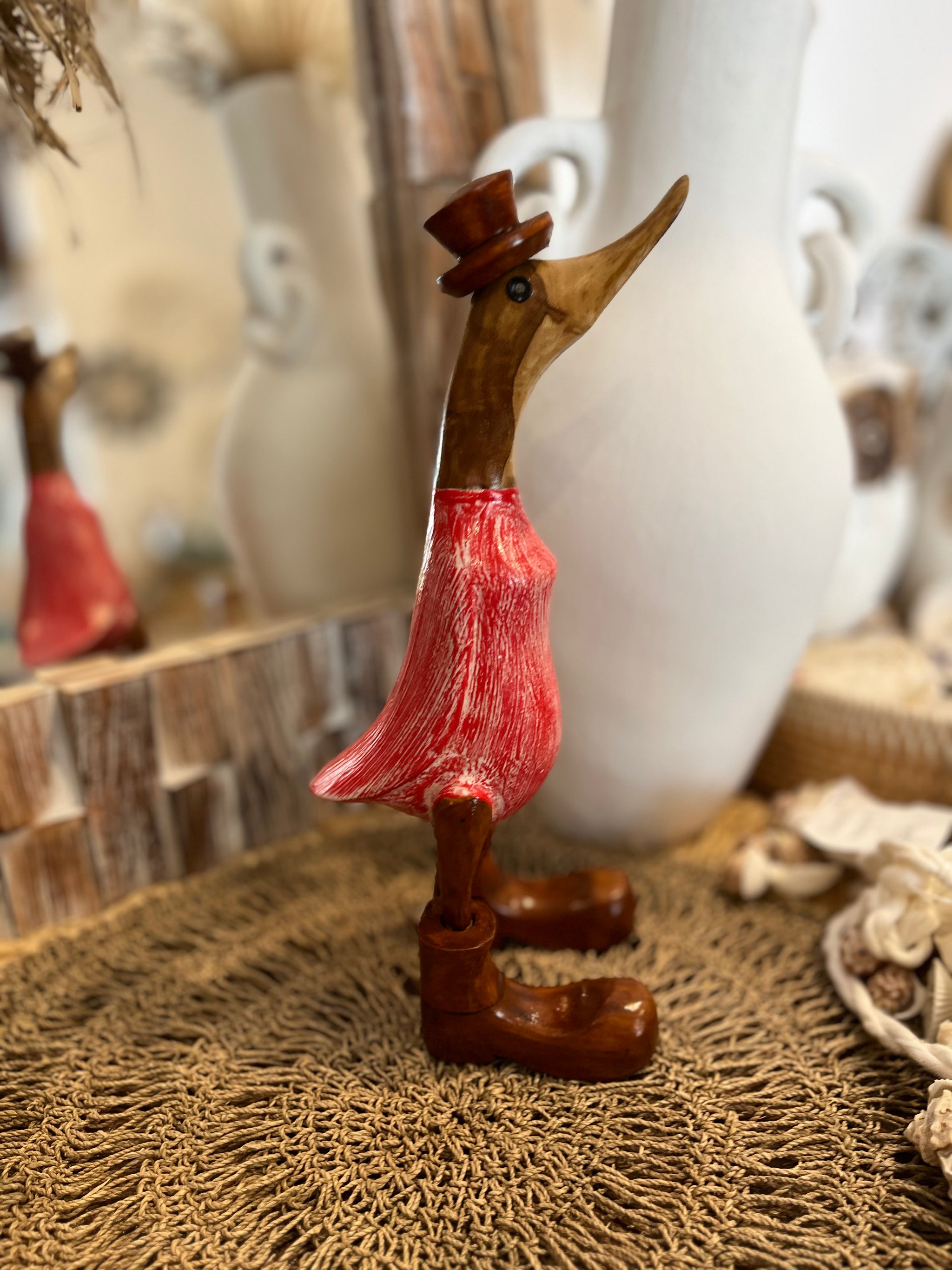 Red timber duck. Handpainted - Bali Beach Beyond