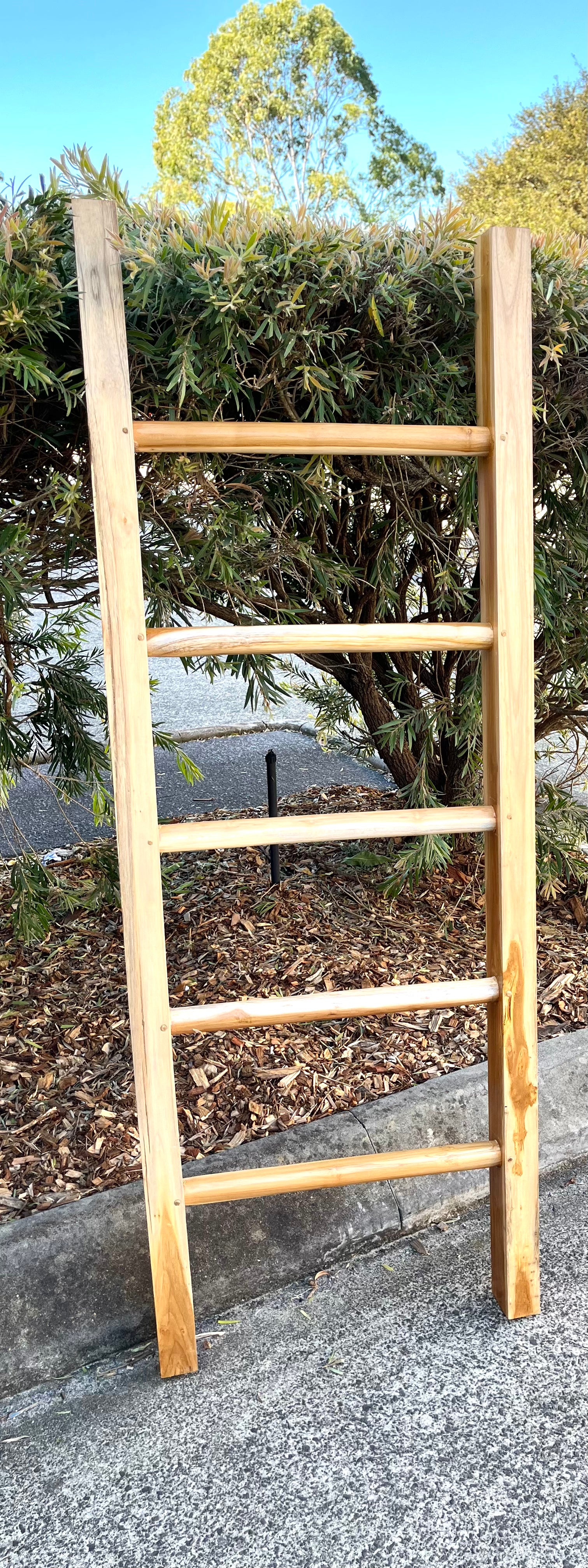 Decorative timber ladder. Natural. Square uprights - Bali Beach Beyond