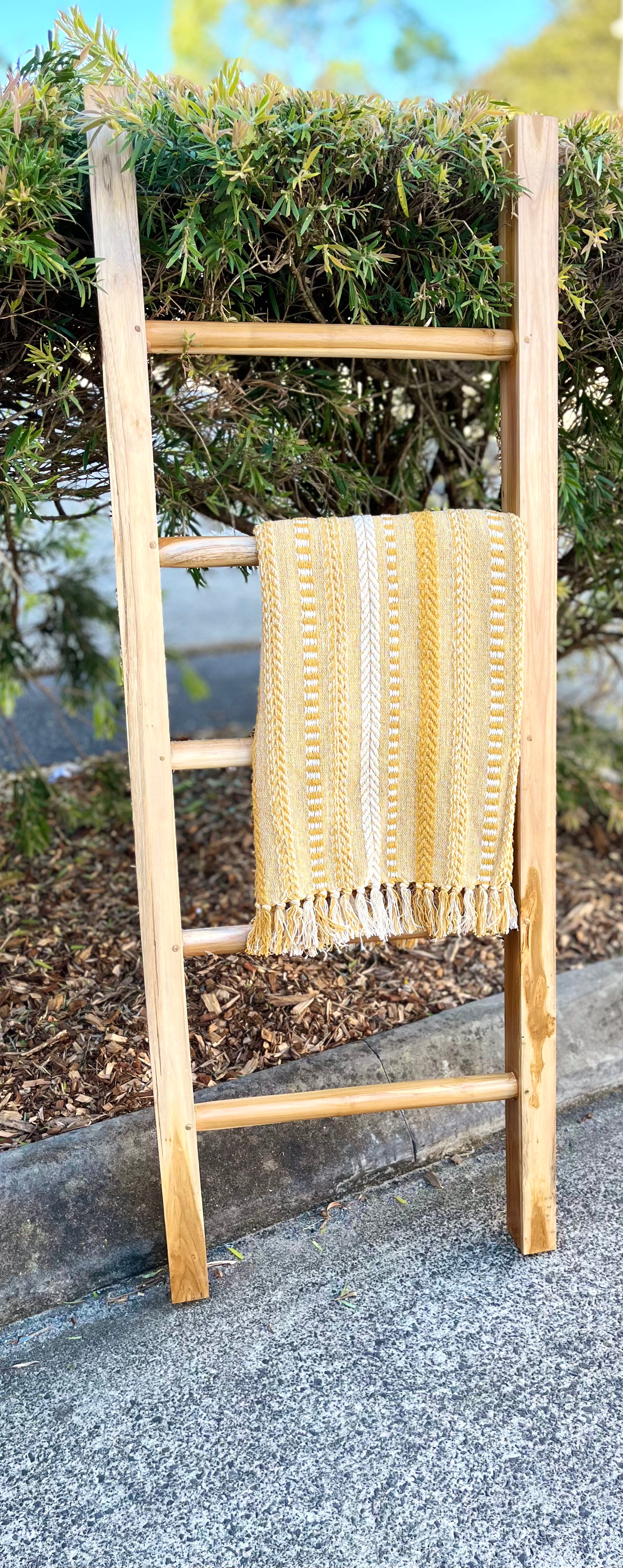 Decorative timber ladder. Natural. Square uprights - Bali Beach Beyond