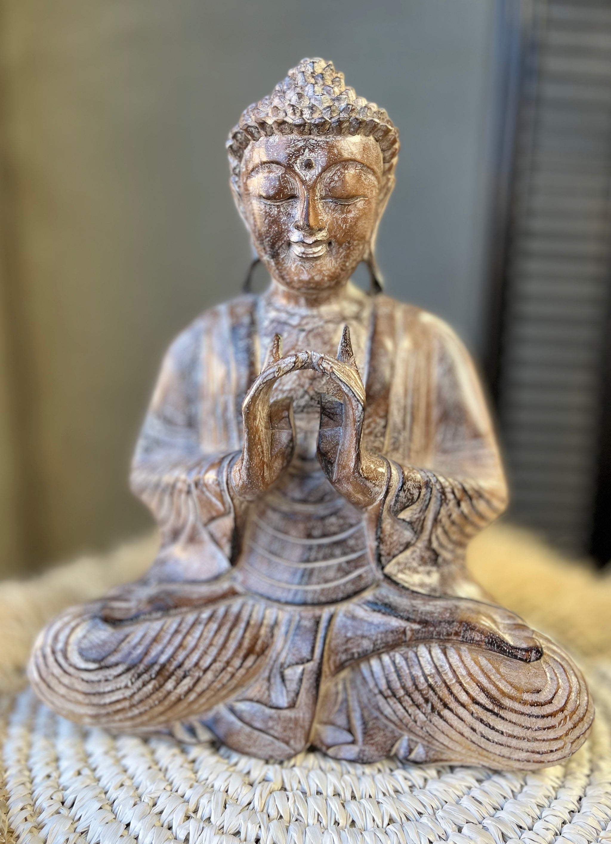 Solid timber Buddha. 34cm - Bali Beach Beyond