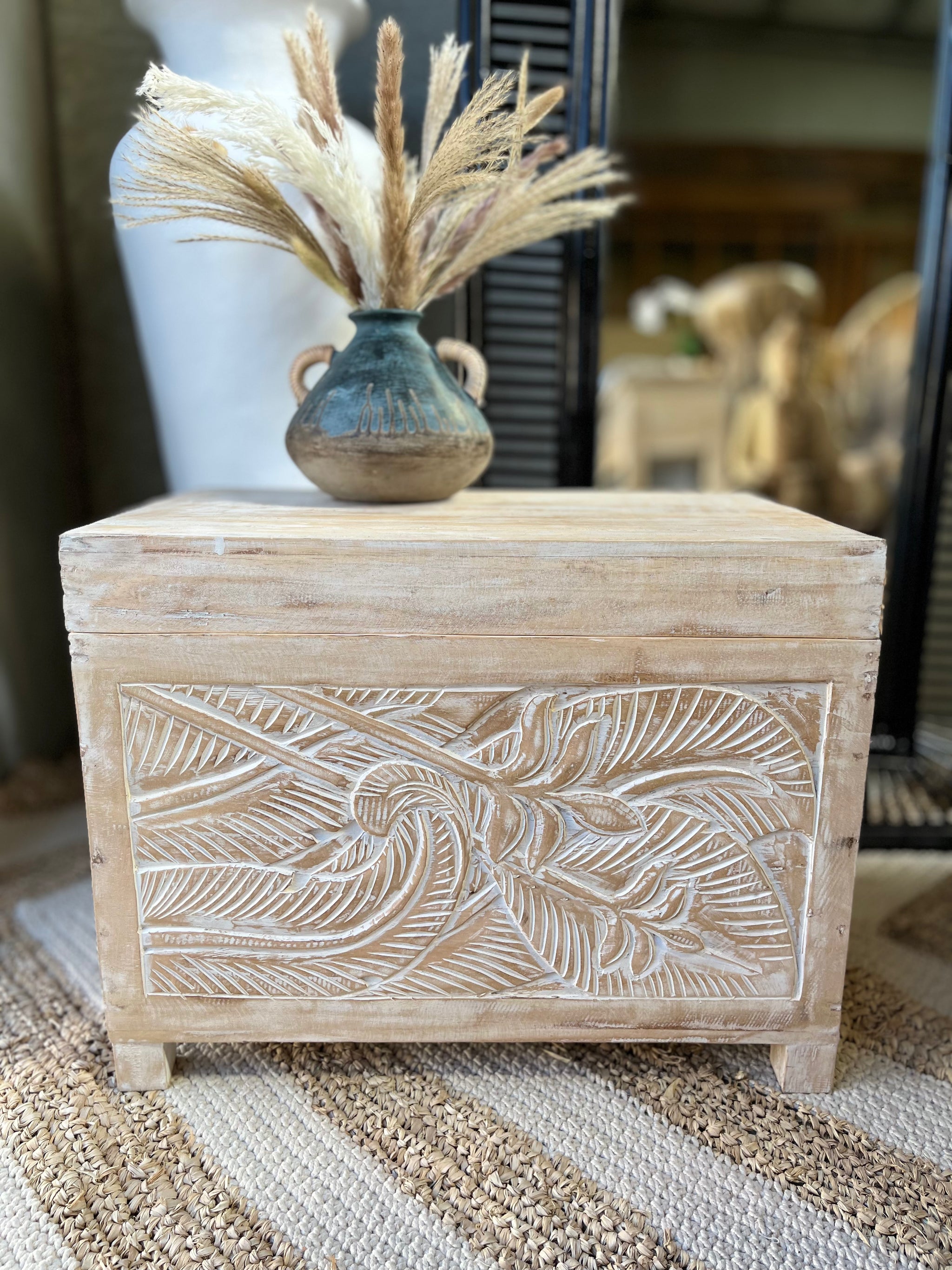Carved Blanket / storage / toy box S - Bali Beach Beyond
