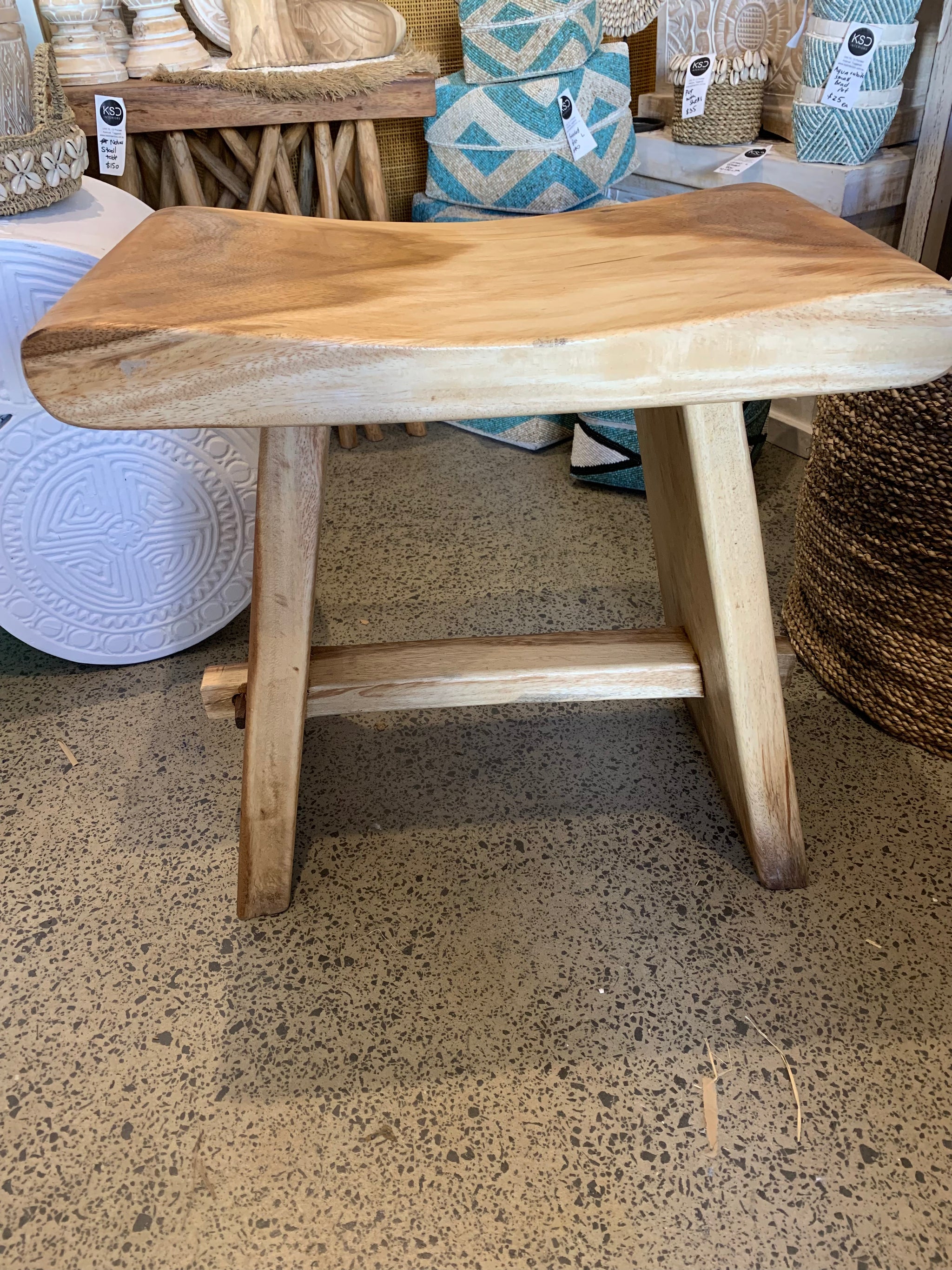 Timber stool / side table. Pin legs. Natural - Bali Beach Beyond