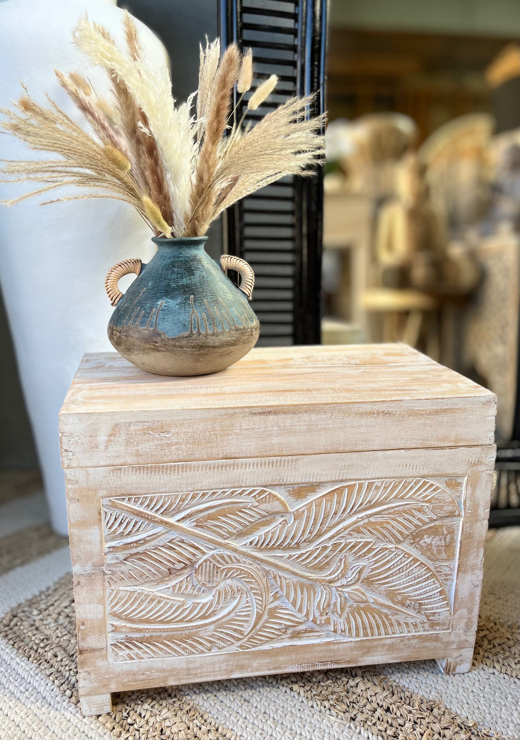 Carved Blanket / storage / toy box M - Bali Beach Beyond