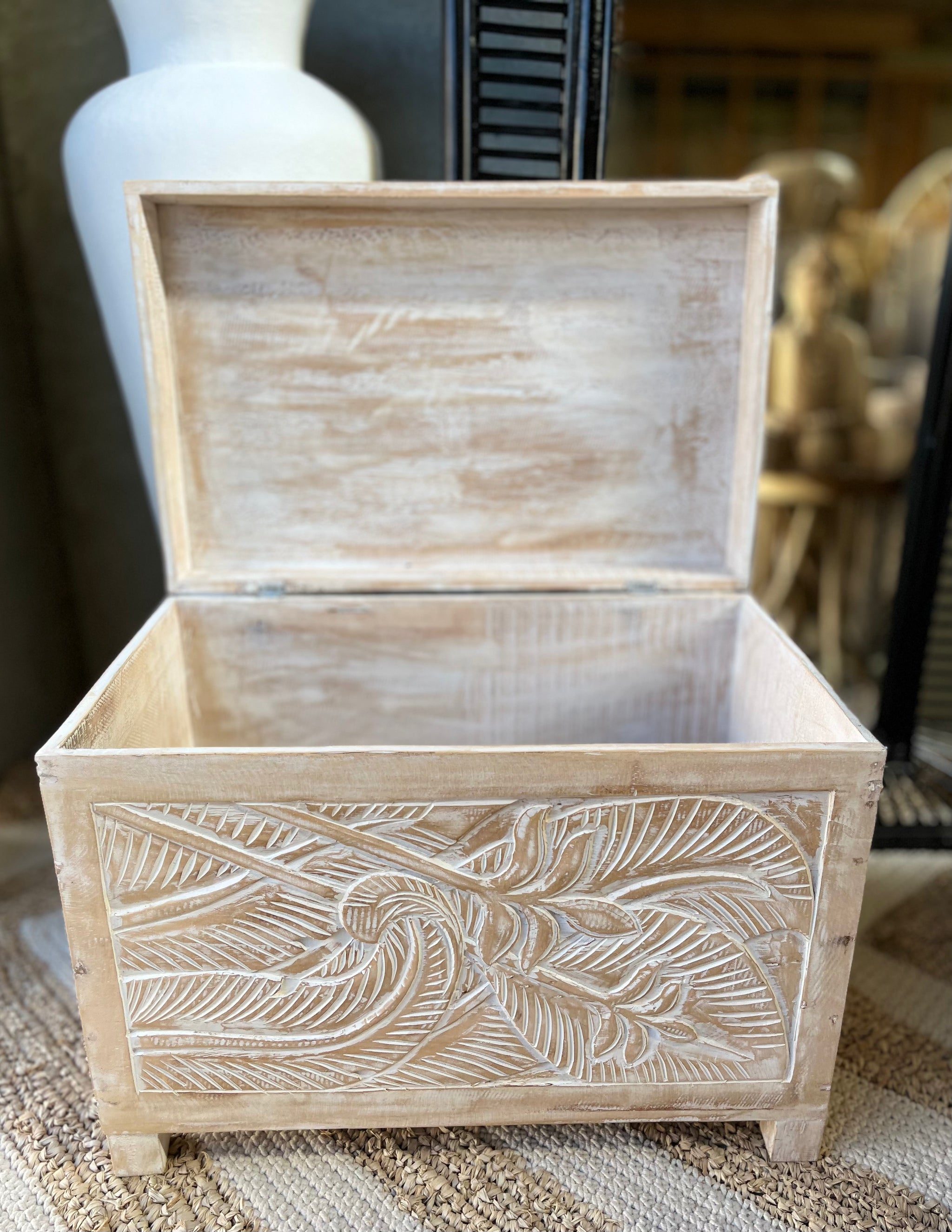 Carved Blanket / storage / toy box S - Bali Beach Beyond