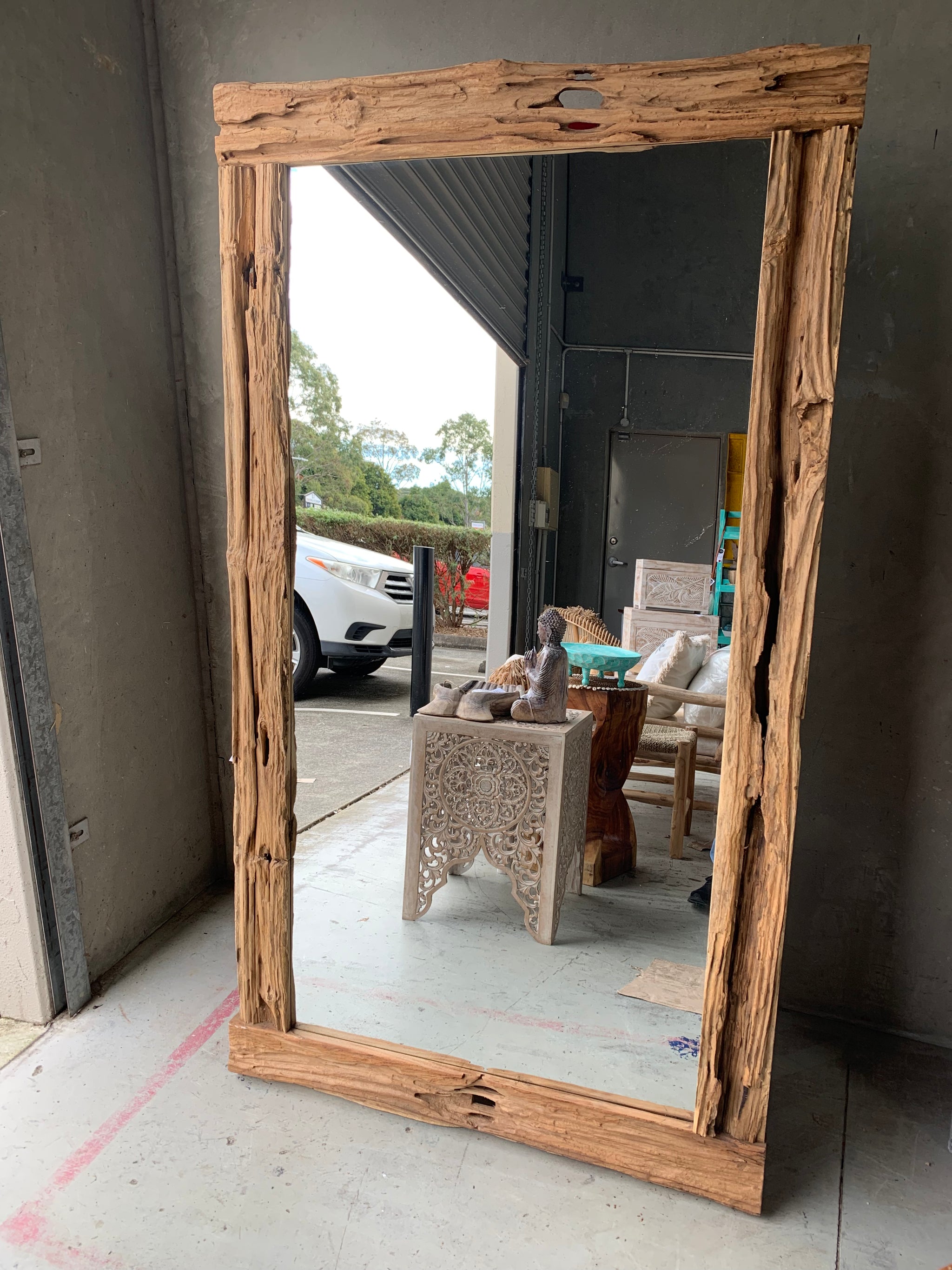Recycled timber large mirror. Floor mirror. - Bali Beach Beyond