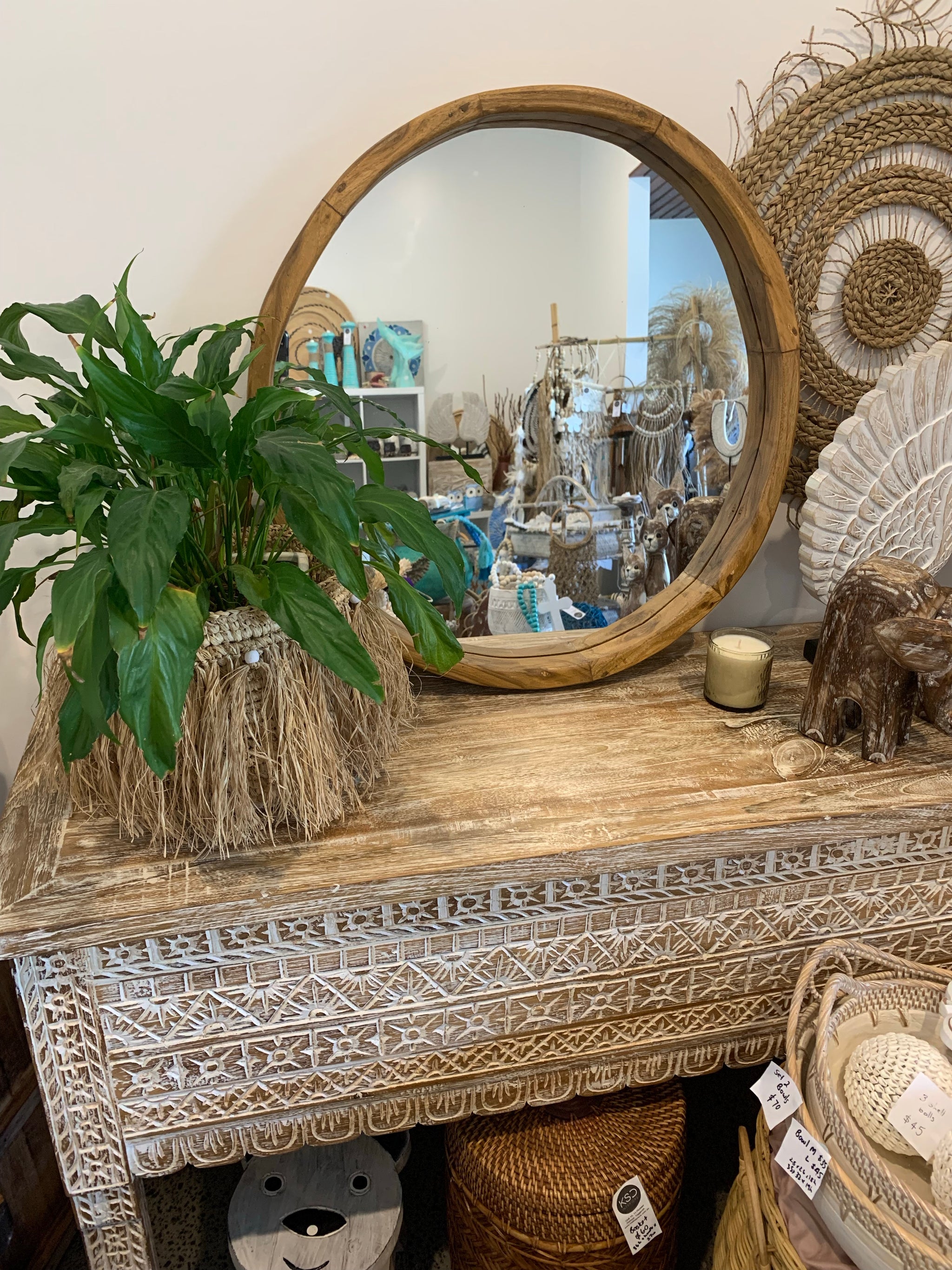 60cm timber mirror - Bali Beach Beyond