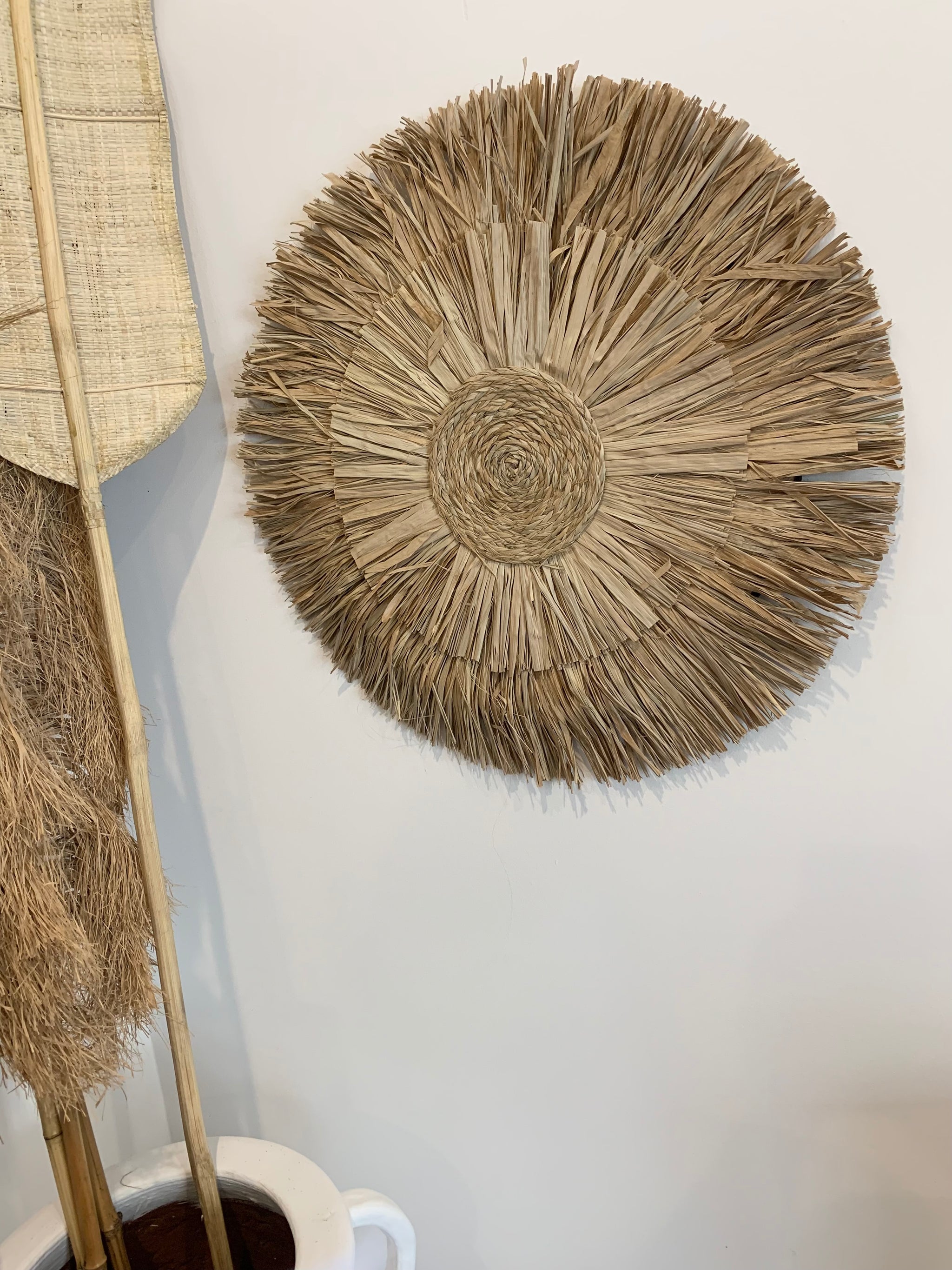 Round raffia juju with raffia centre 55cm - Bali Beach Beyond