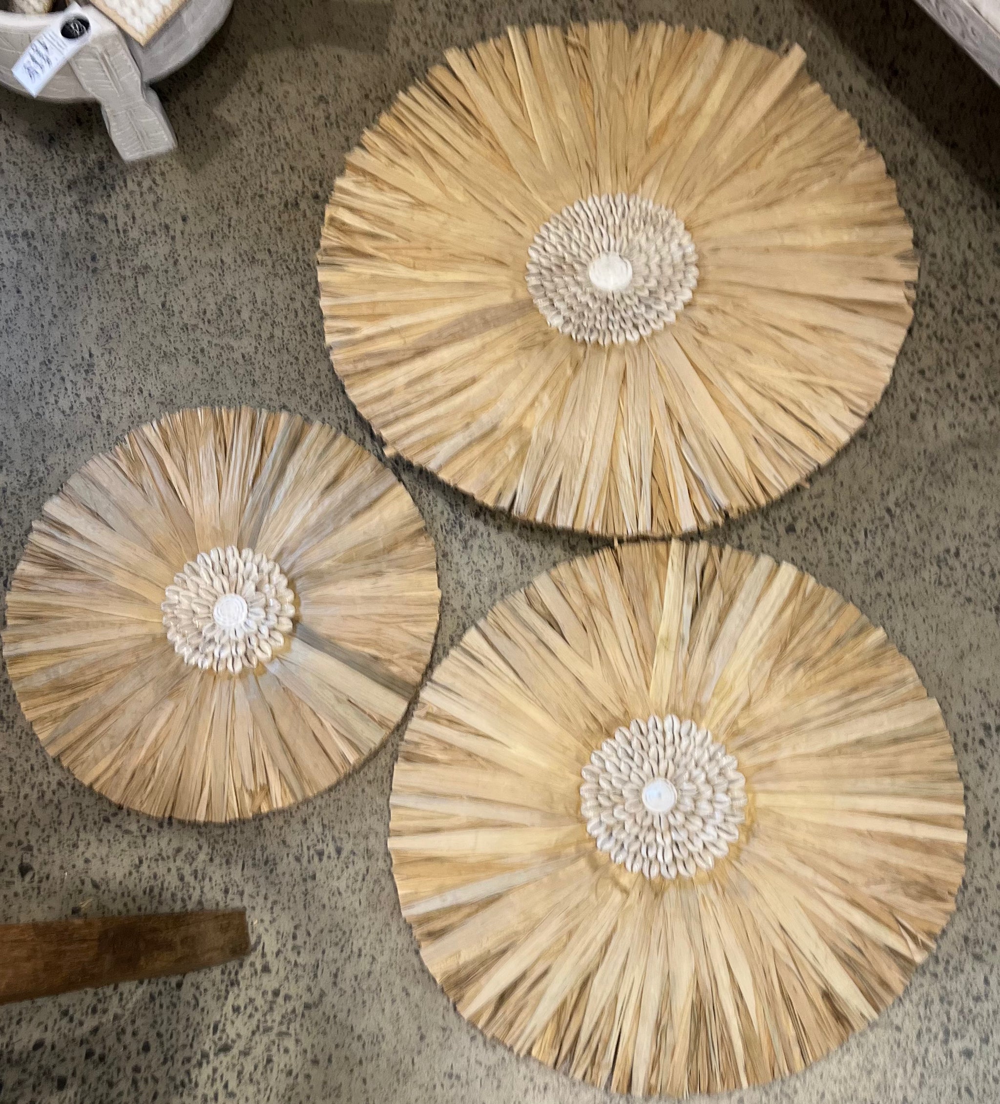 Set 3 raffia juju with natural shell detail - Bali Beach Beyond