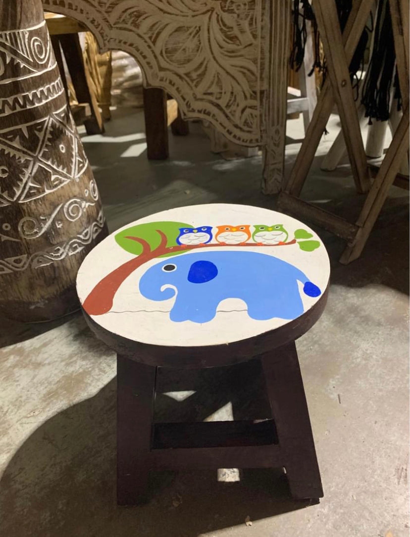 Stool small with elephant - Bali Beach Beyond