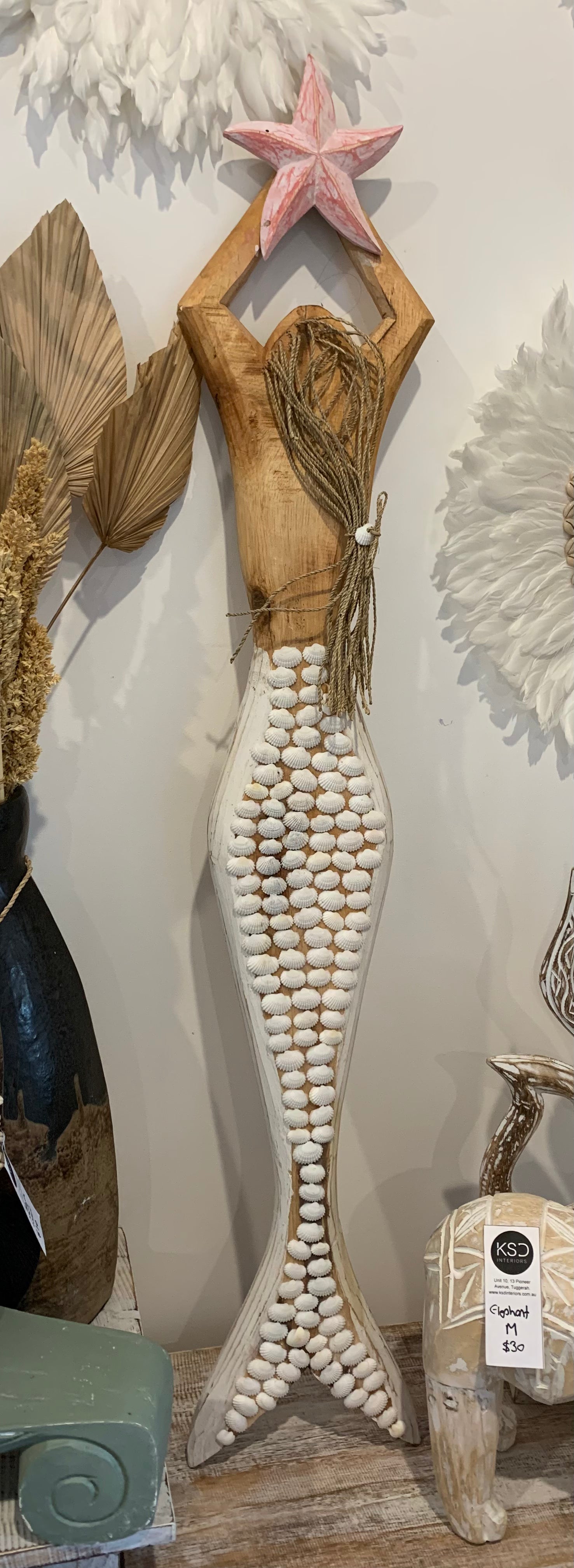 Shell mermaid hanging / decoration. Red star L - Bali Beach Beyond