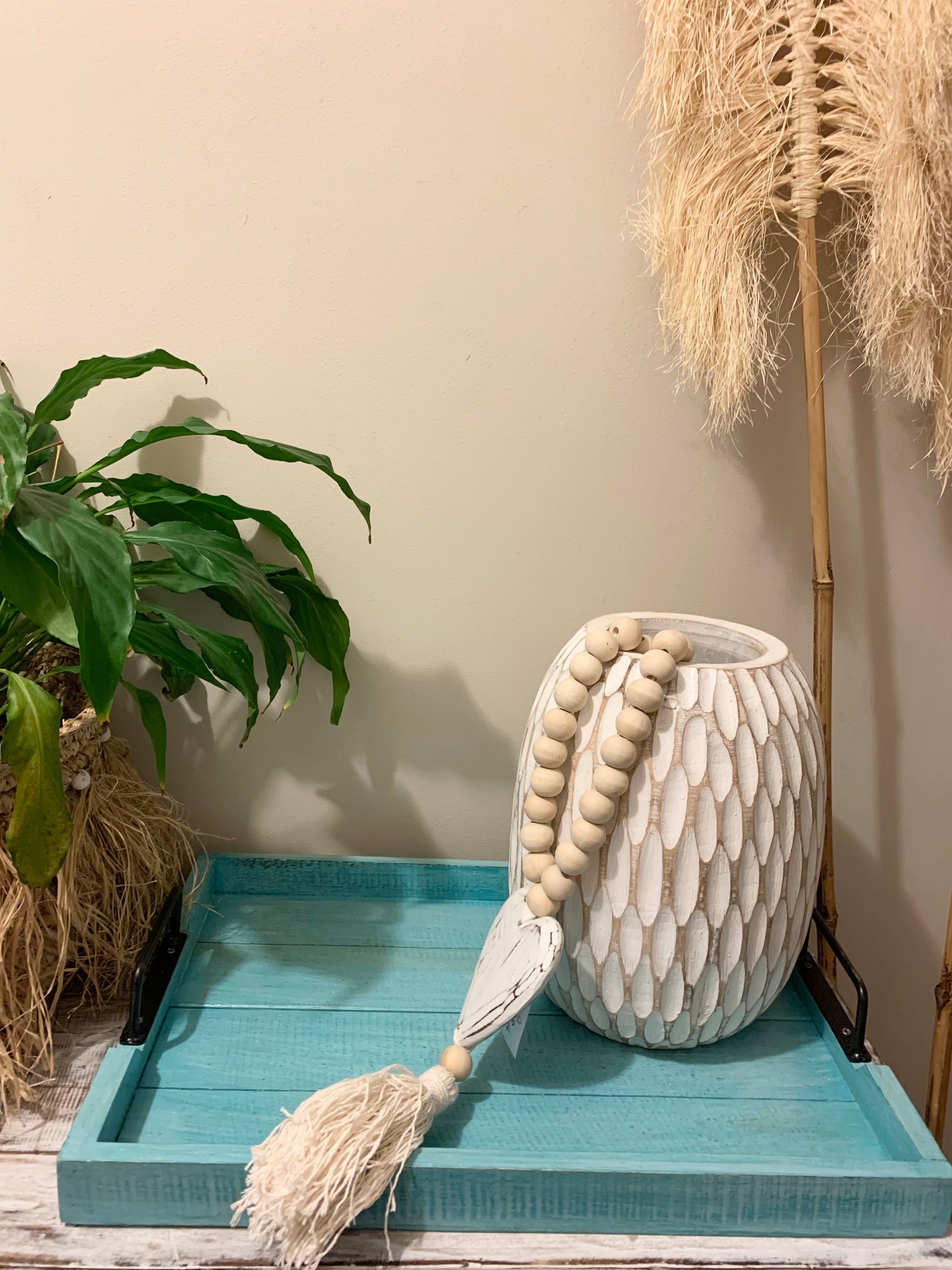 Blue timber slatted tray. Usually $35