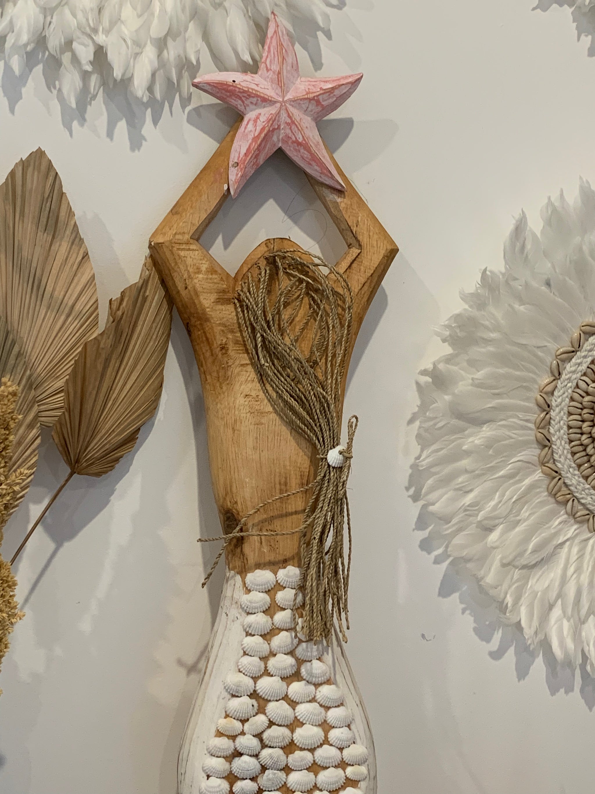 Shell mermaid hanging / decoration. Red star L - Bali Beach Beyond