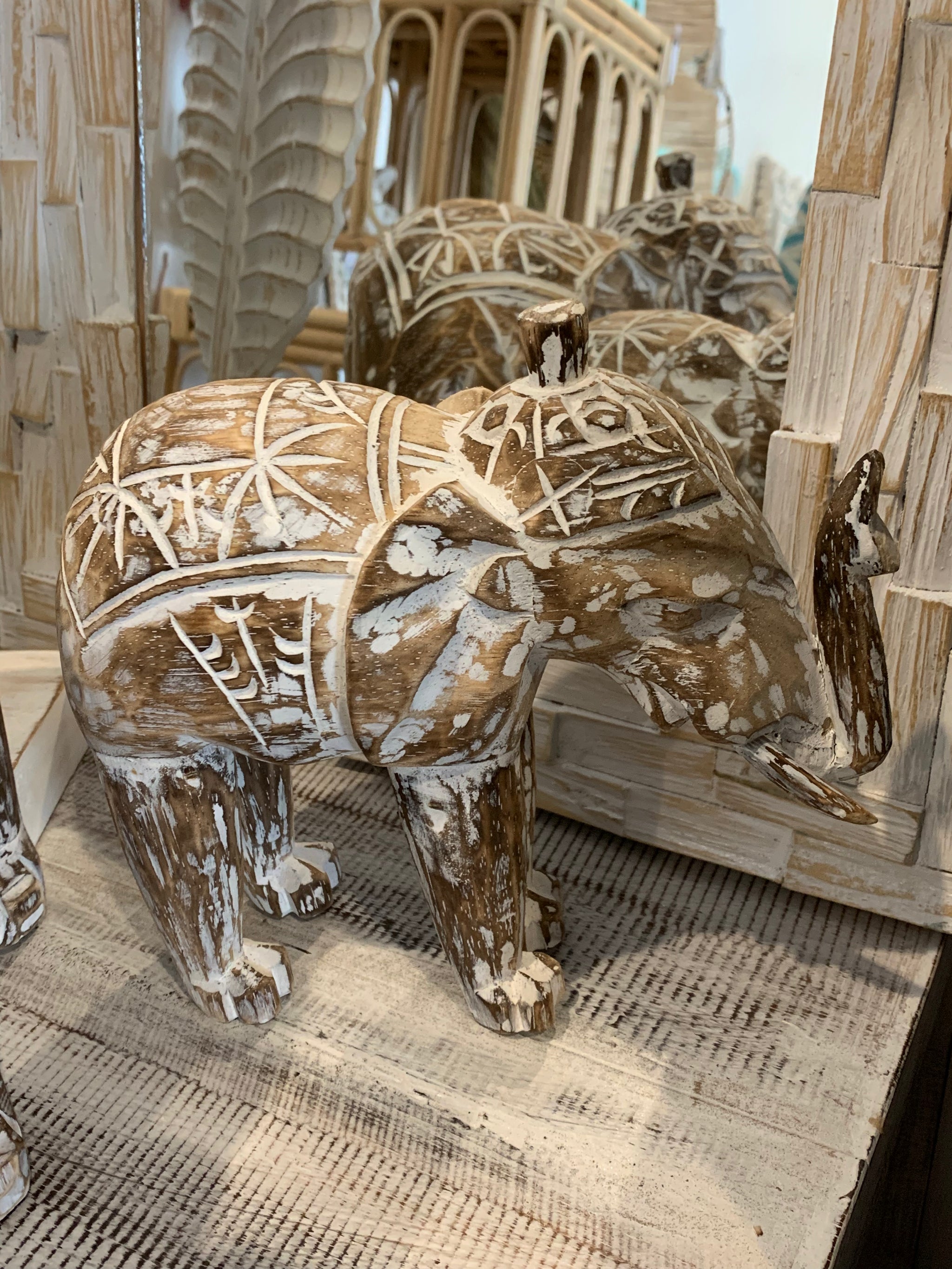 Timber handcarved elephants brown. Medium - Bali Beach Beyond