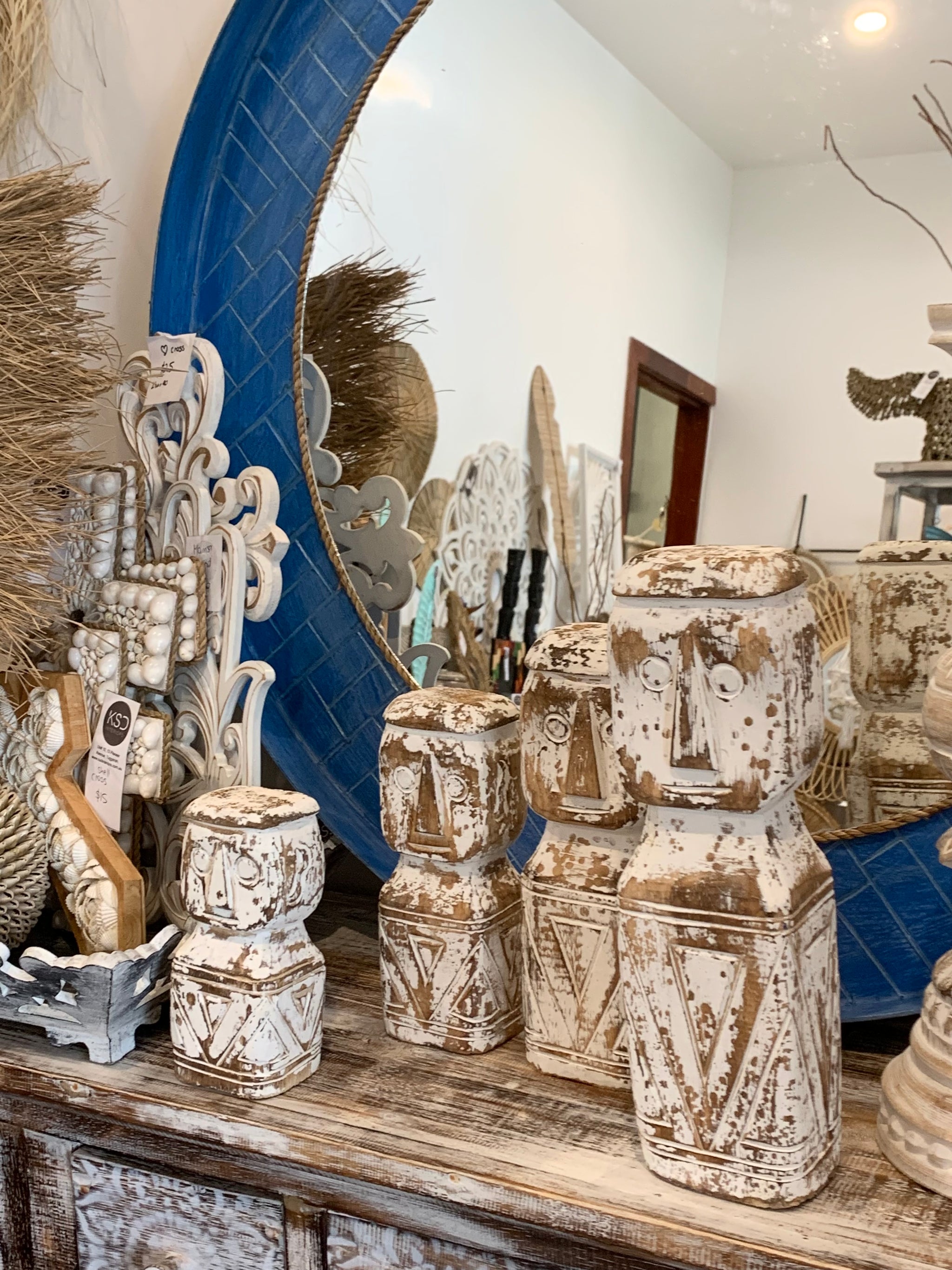 Tribal Man statue Set of 4 - Bali Beach Beyond