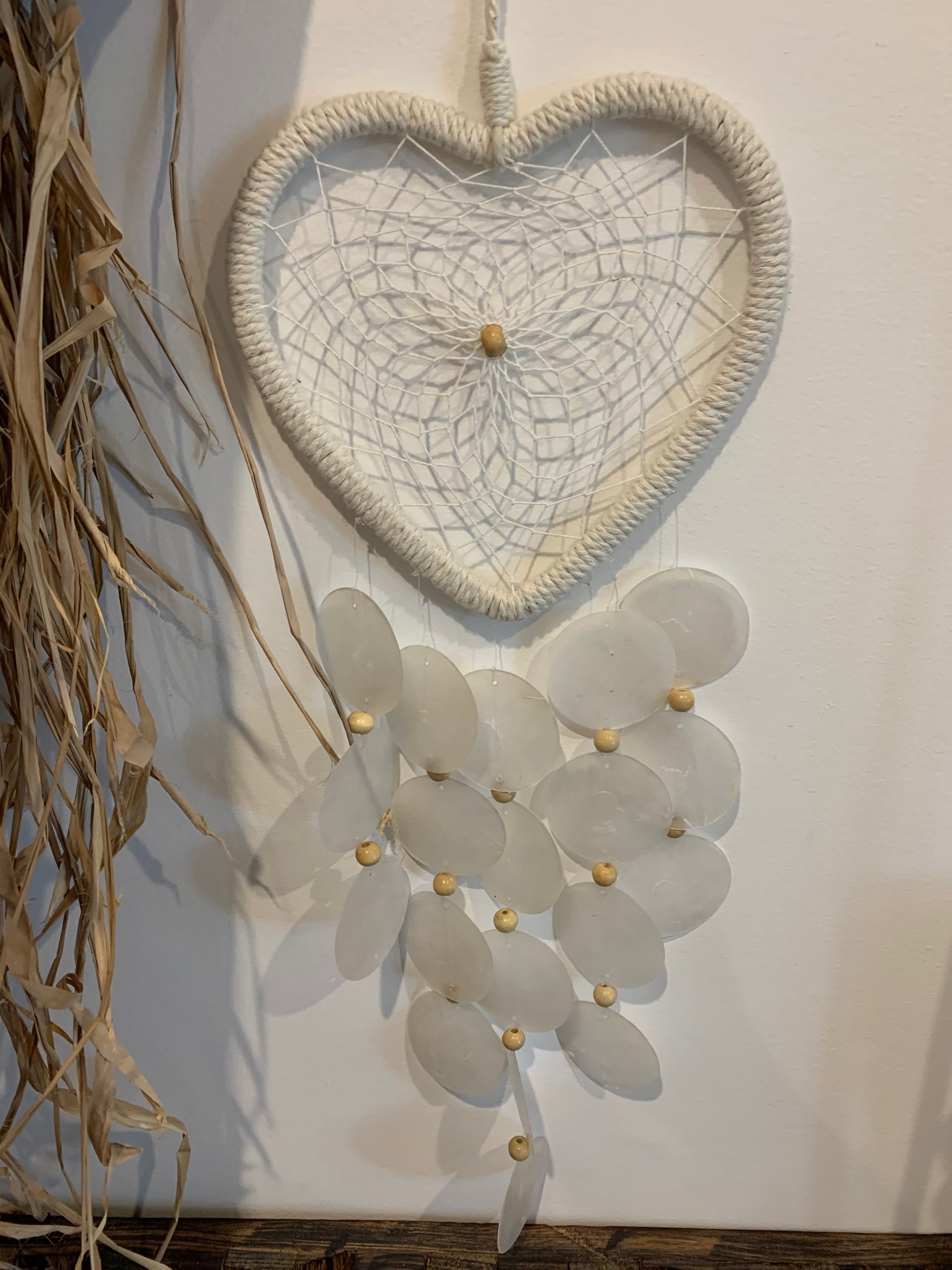 White heart dream catcher with shells - Bali Beach Beyond