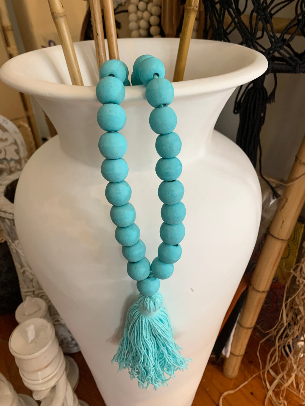 Turquoise timber beads and tassel. - Bali Beach Beyond