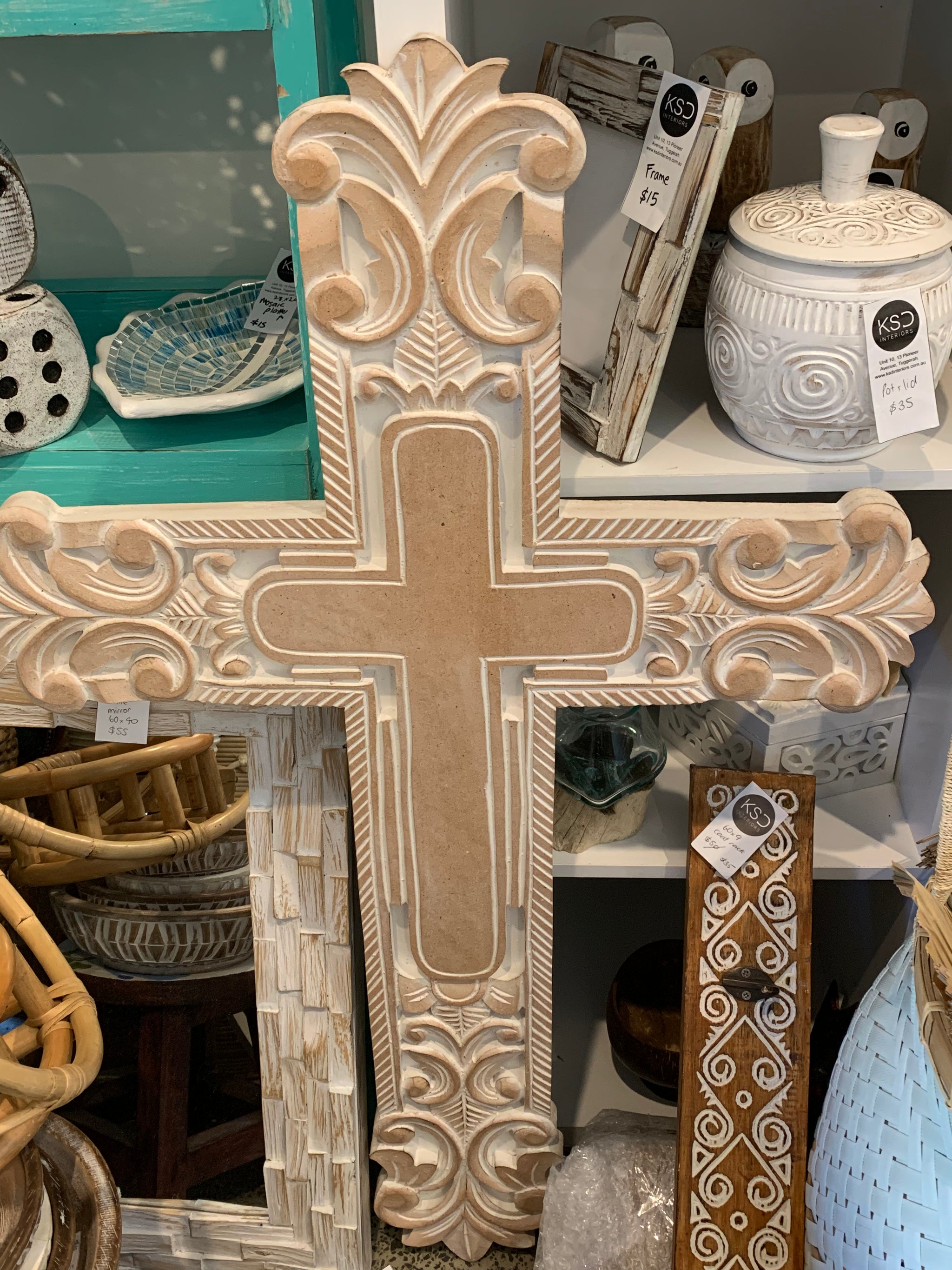 Large carved cross - Bali Beach Beyond