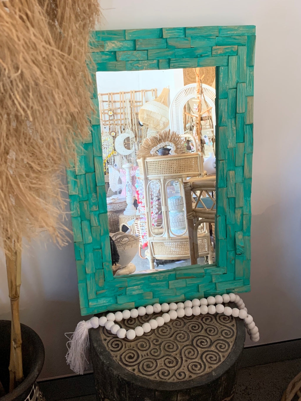 Turquoise timber mirror - Bali Beach Beyond