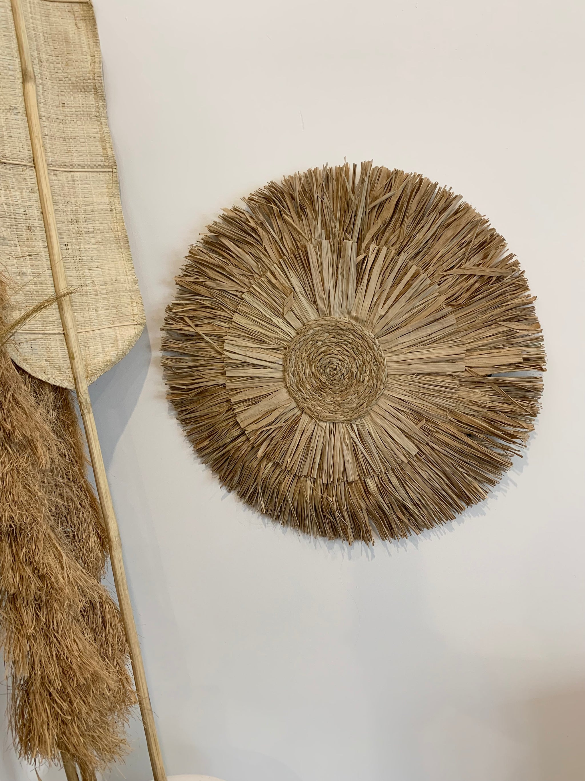 Round raffia juju with raffia centre 55cm - Bali Beach Beyond