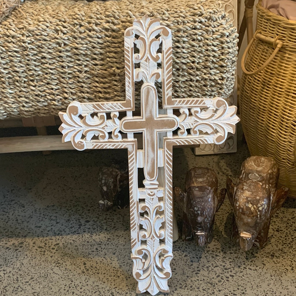 Carved cross. 30 x 49cm - Bali Beach Beyond