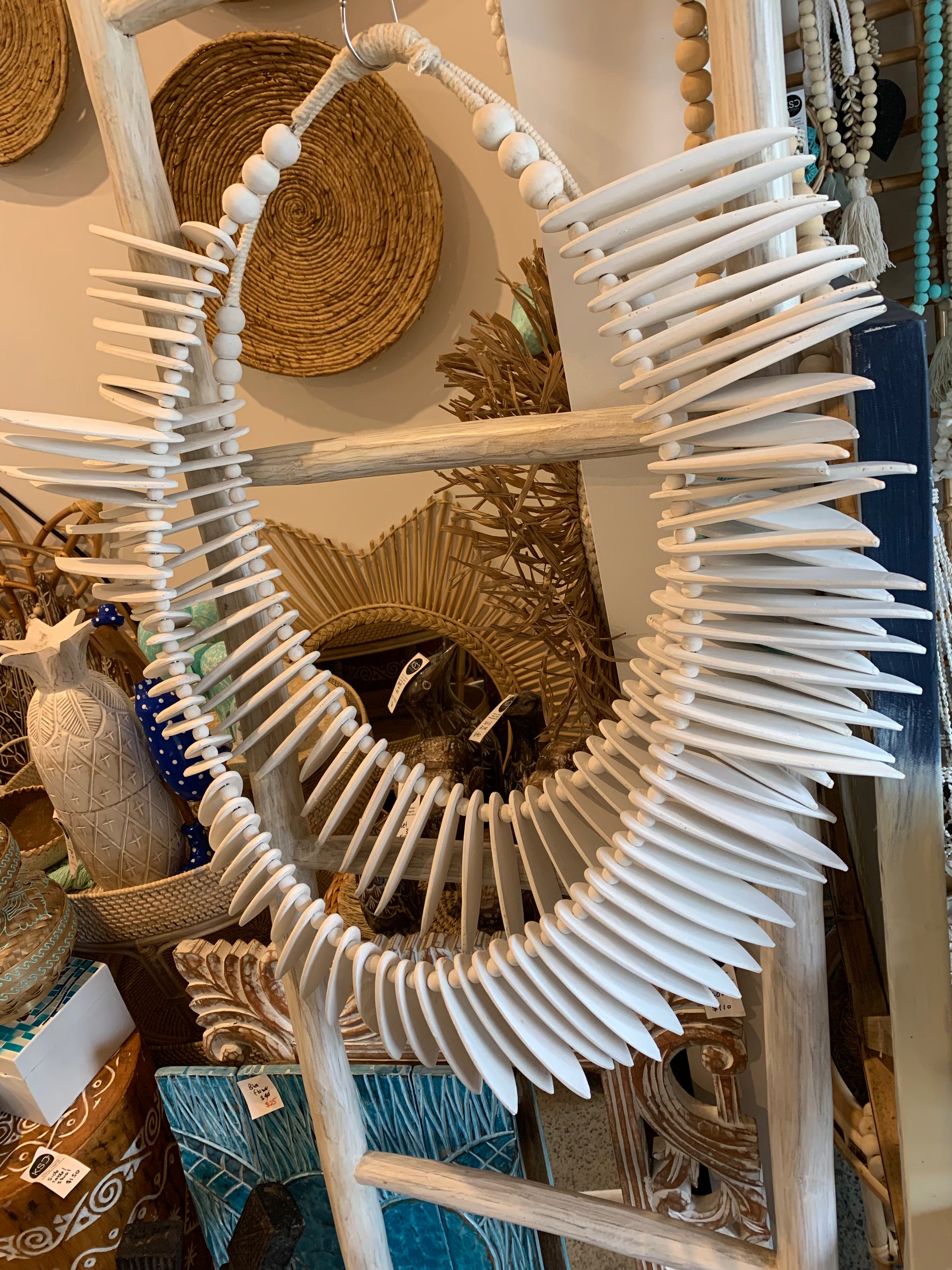 Rustic white double layered timber wall hanging - Bali Beach Beyond