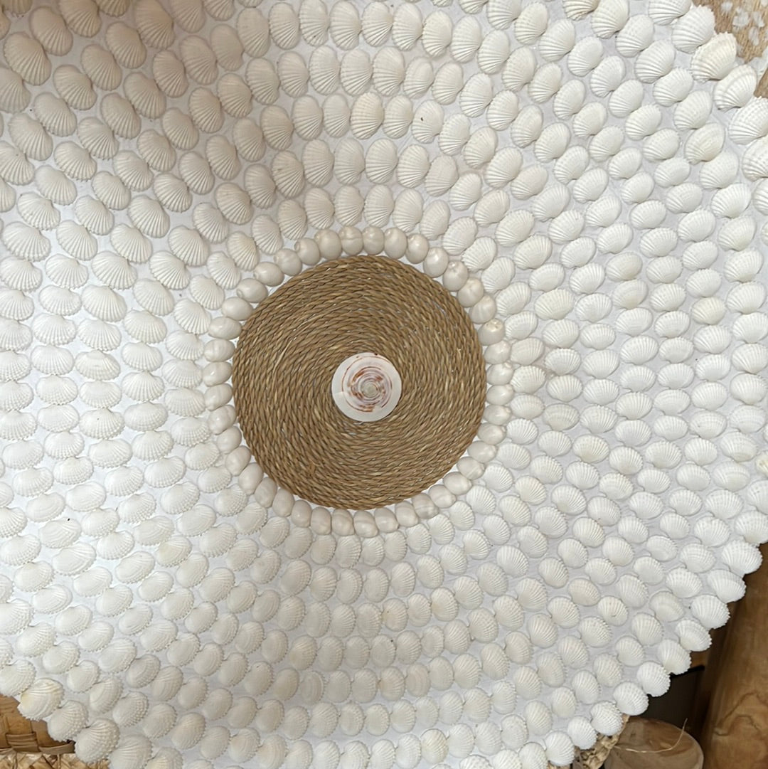 Round detailed shell wall hanging. - Bali Beach Beyond
