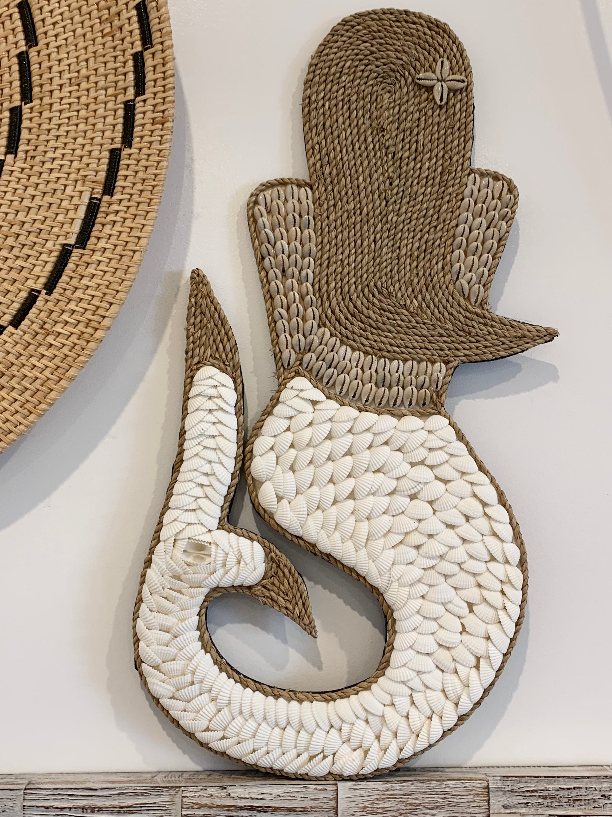 Shell mermaid hanging / decoration. White shell - Bali Beach Beyond