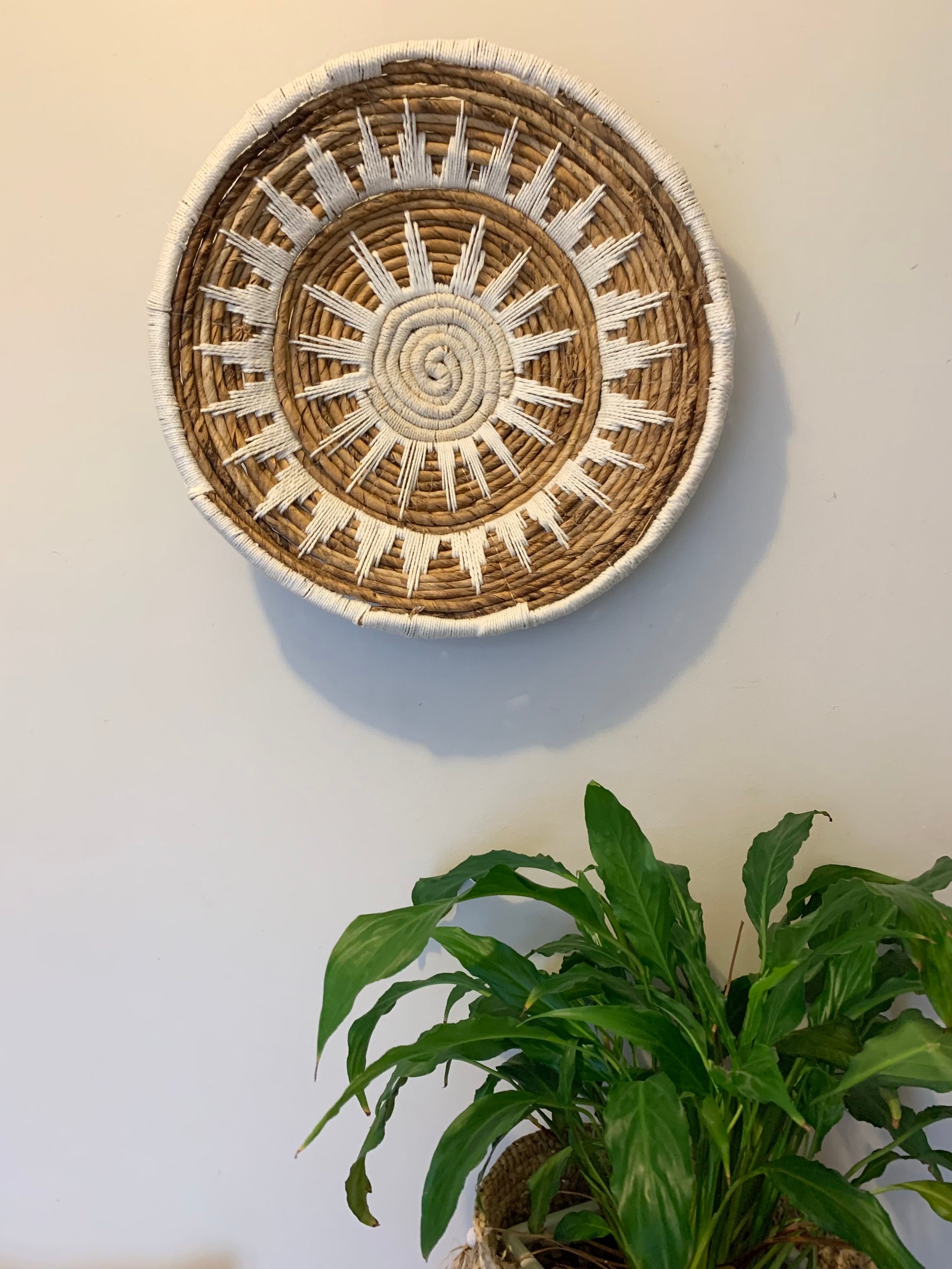 Woven white/ natural 40cm platter / wall hanging - Bali Beach Beyond