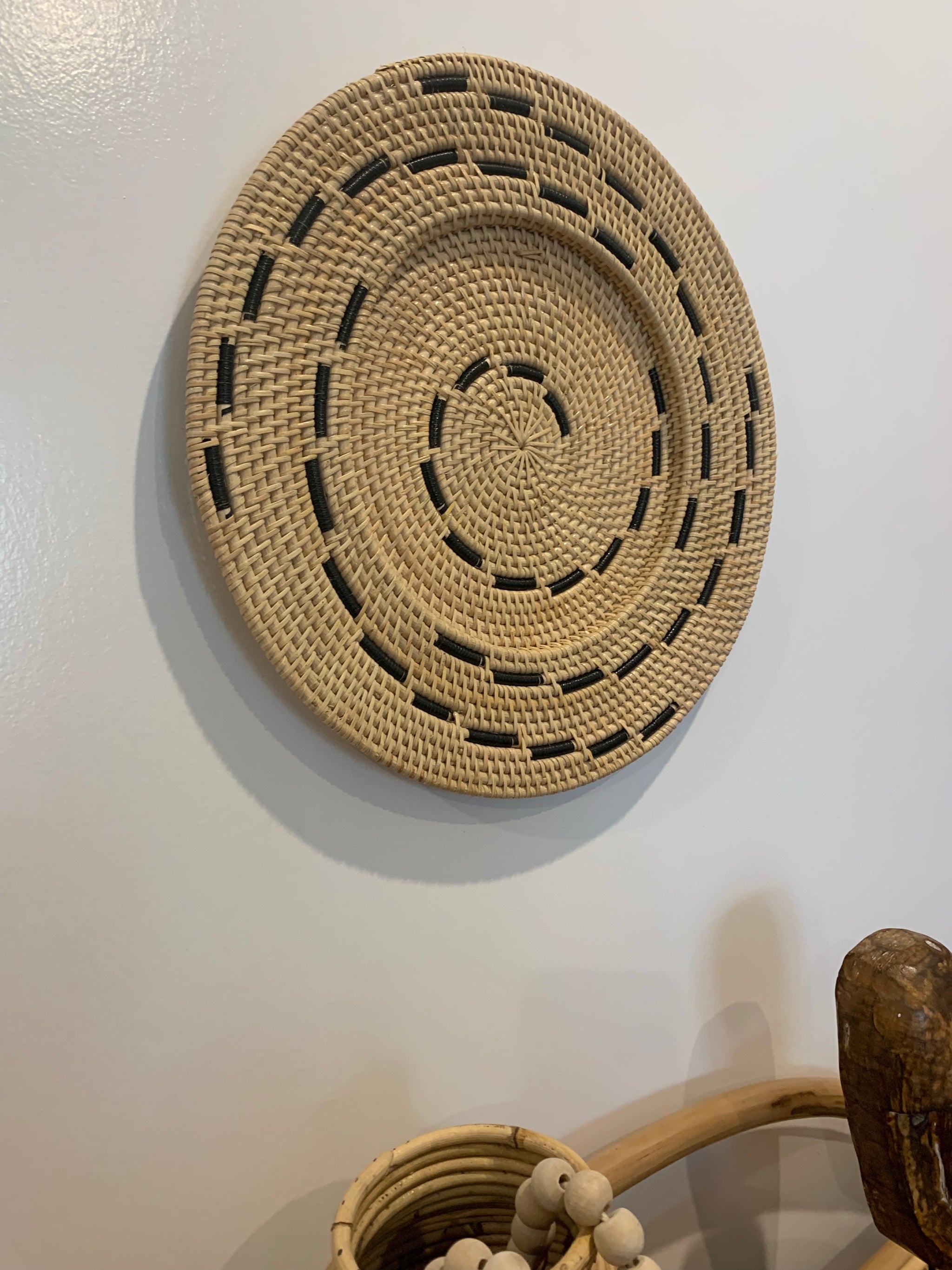 Woven natural / black wall hanging 40cm - Bali Beach Beyond