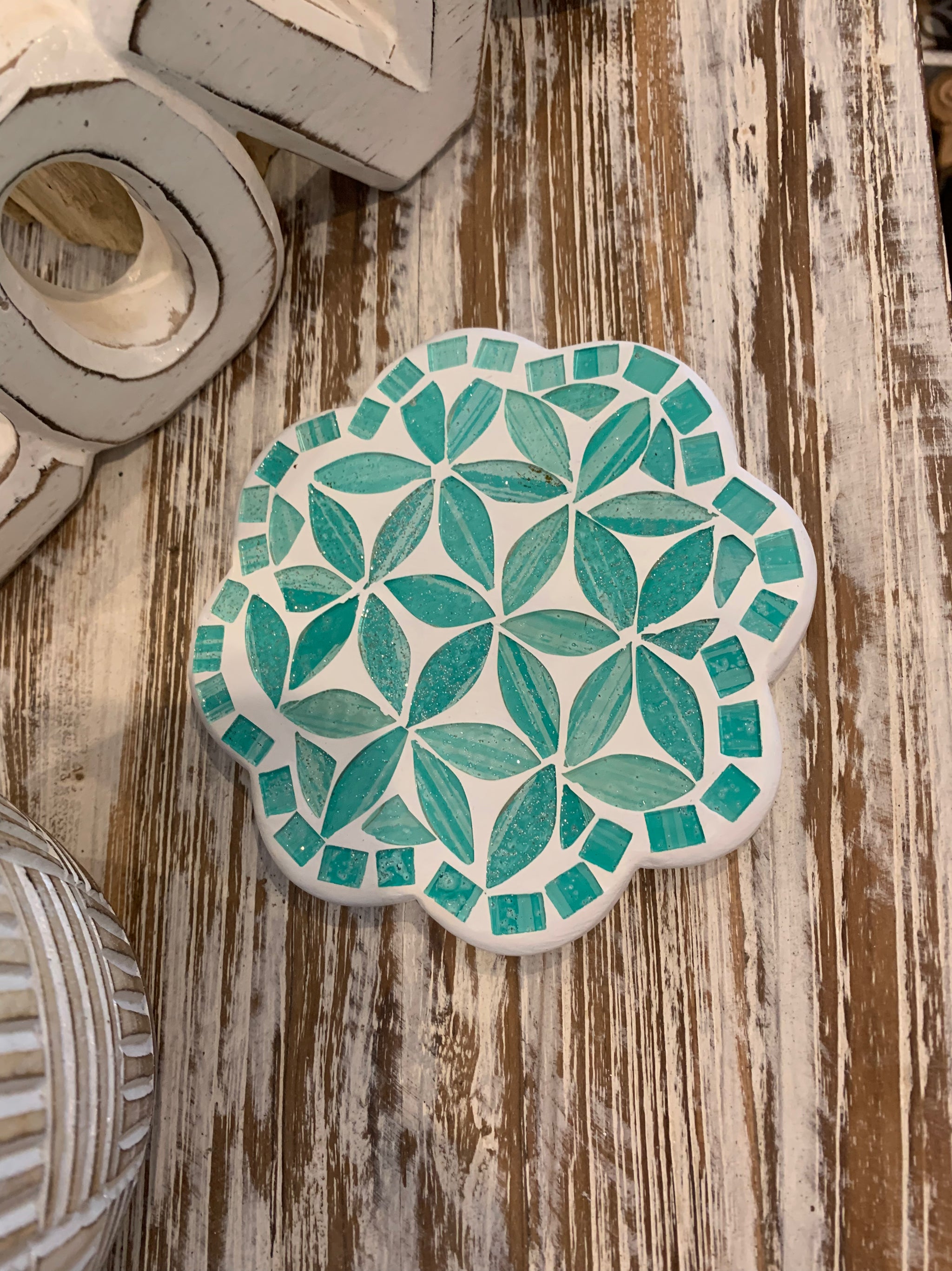 Green / mint coaster inlay design - Bali Beach Beyond