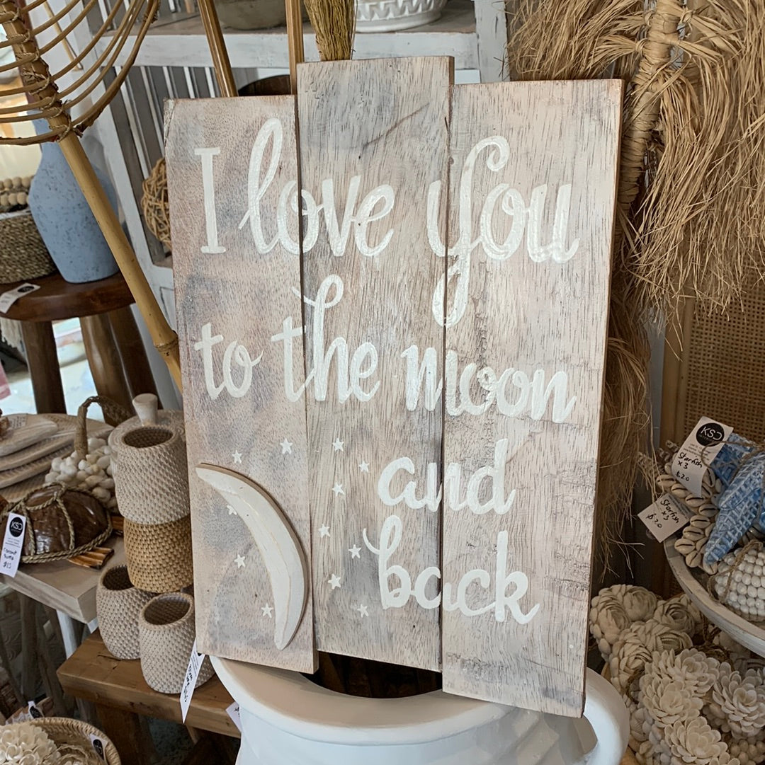 Love you to the moon and back white wash - Bali Beach Beyond