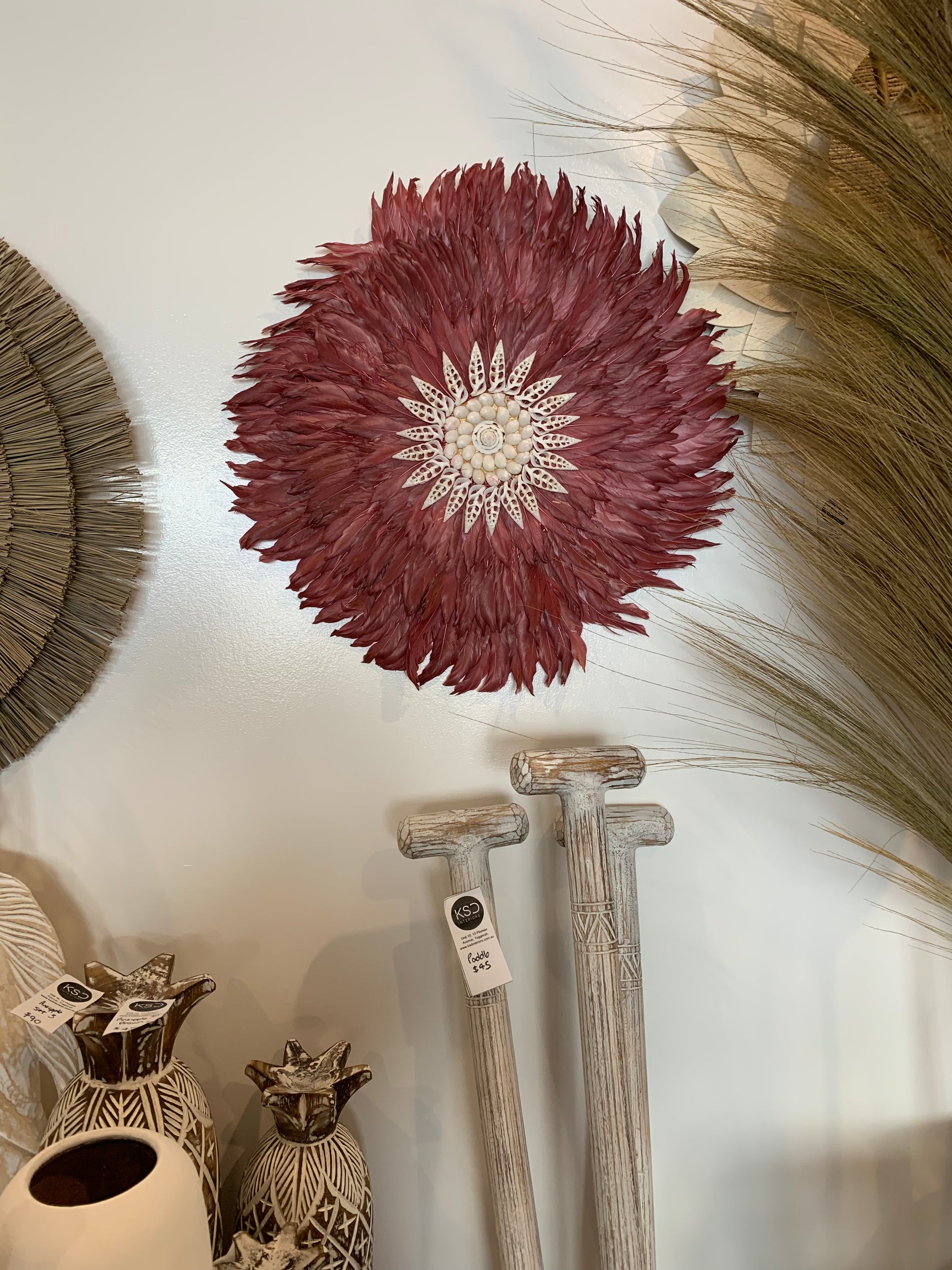 Rose juju with white shell detail 50cm. Usually $50 - Bali Beach Beyond