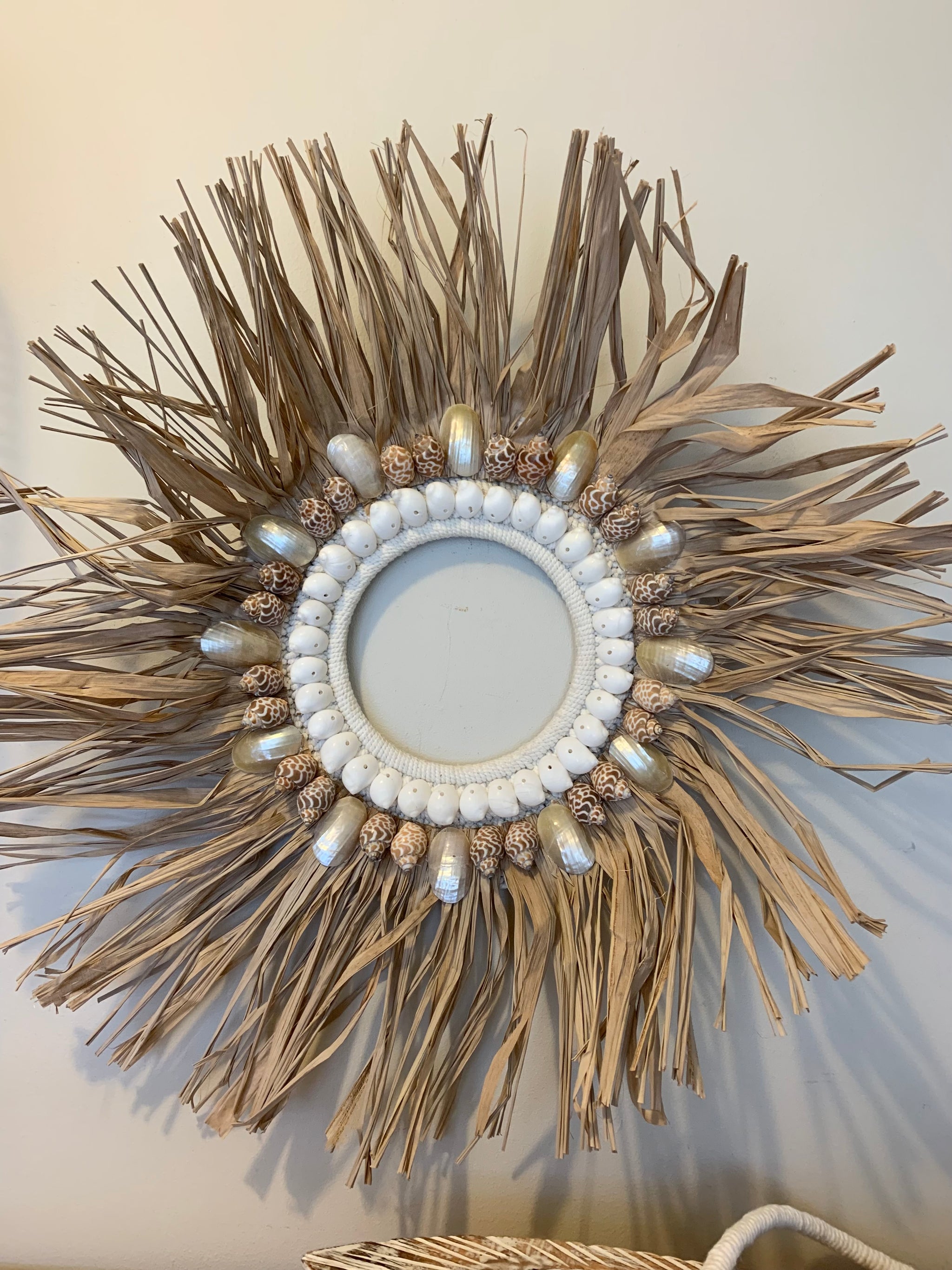 Raffia and shell wall hanging / juju. 60cm. Usually $55 - Bali Beach Beyond