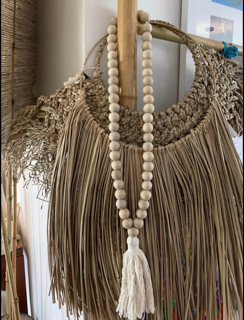 Natural bead necklace / tassel decoration. 60cm approx. - Bali Beach Beyond