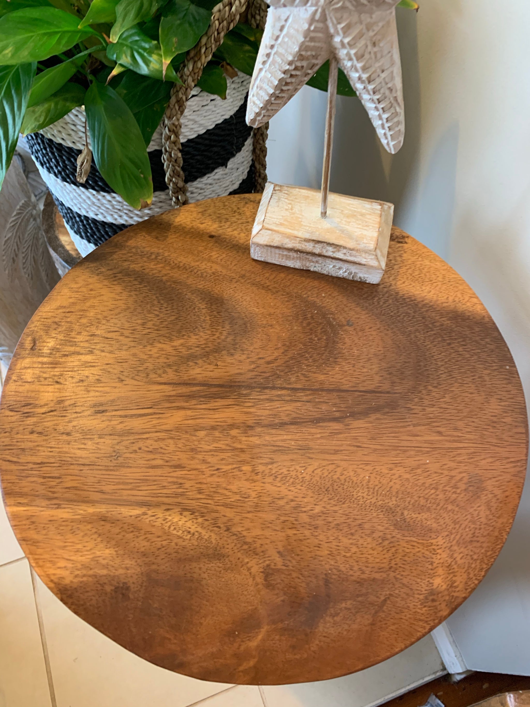 Solid timber side table. Natural. - Bali Beach Beyond