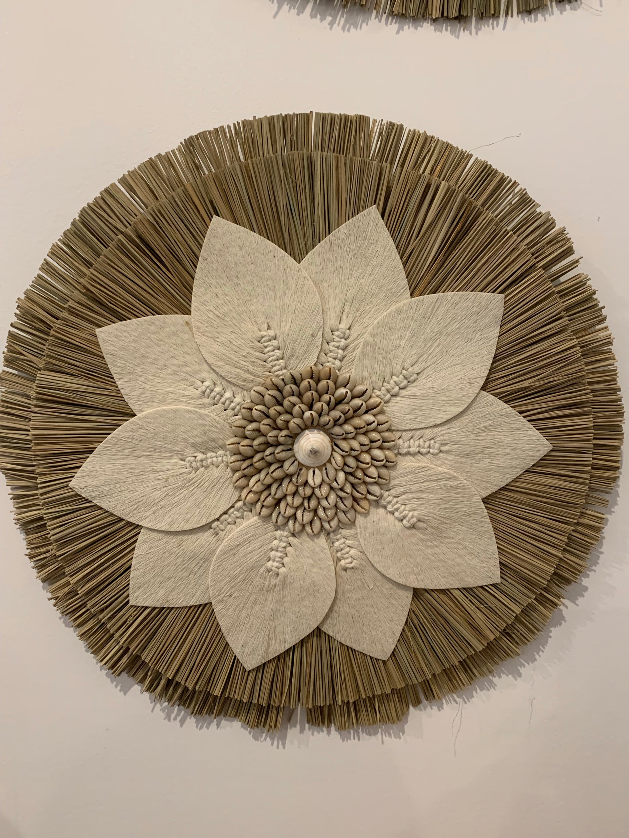 43cm seagrass and natural leaf hanging juju - Bali Beach Beyond