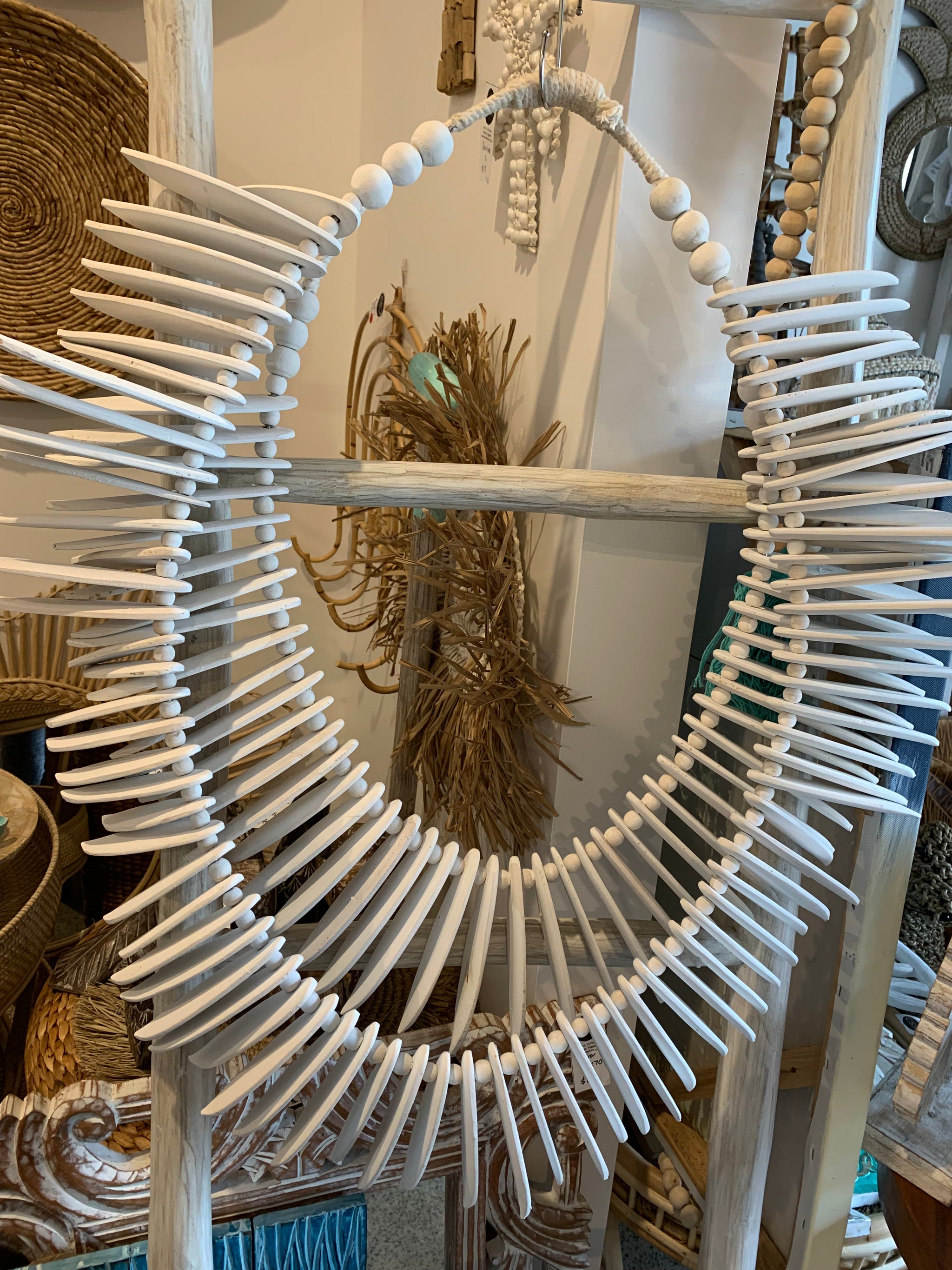 Rustic white double layered timber wall hanging - Bali Beach Beyond