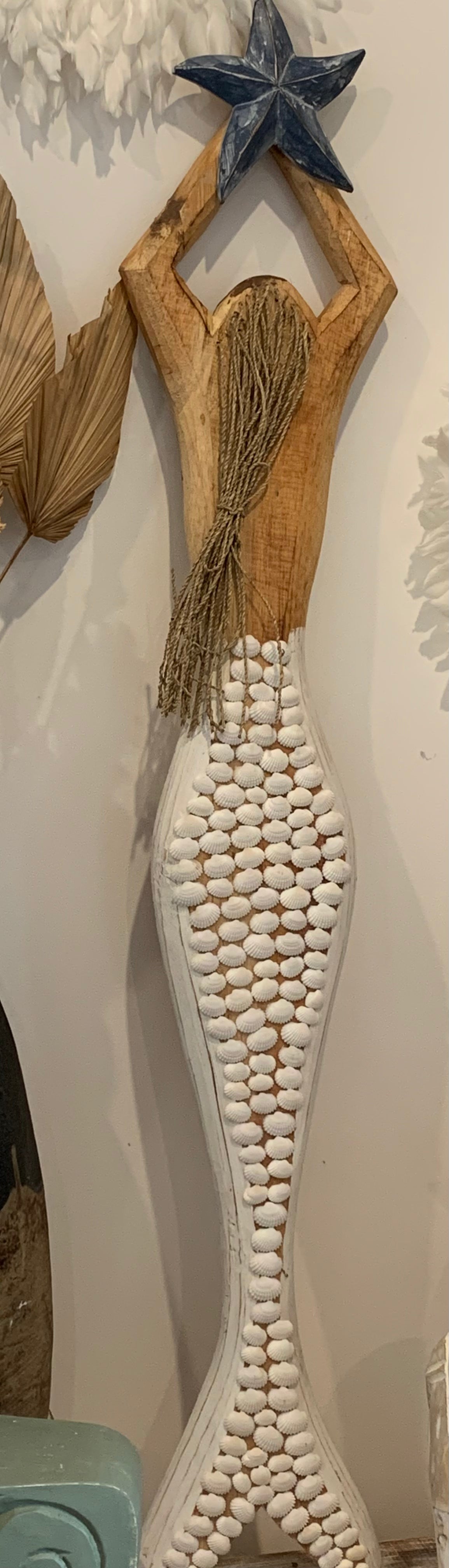 Shell mermaid hanging / decoration. Blue star L - Bali Beach Beyond