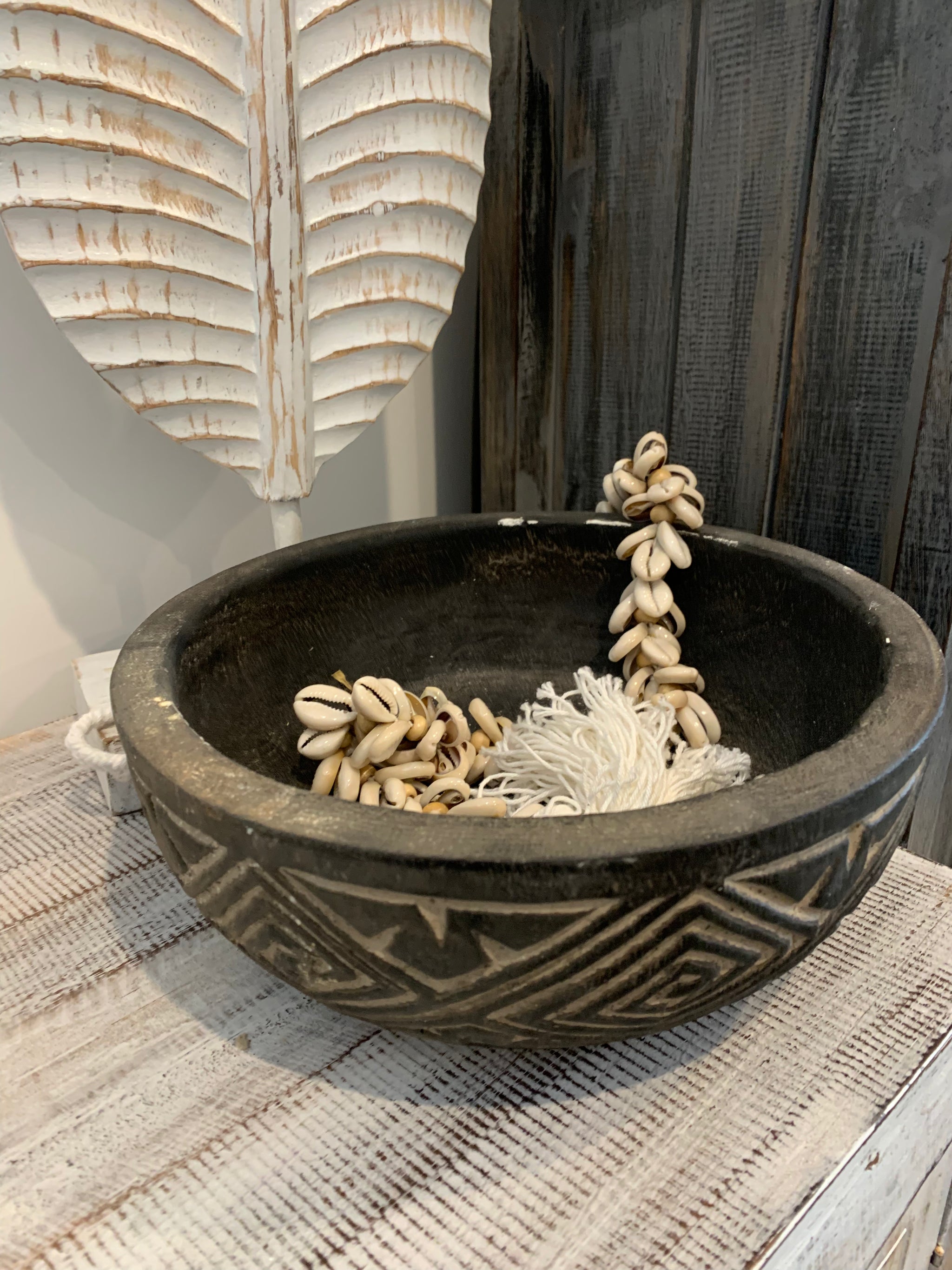Black Friday Deal. Black handcarved timber decorative bowl 25cm x 10cm Usually $30 - Bali Beach Beyond
